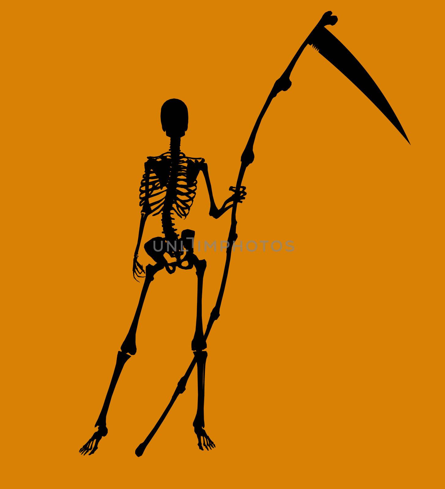 A  black halloween illustration silhouette on an orange background