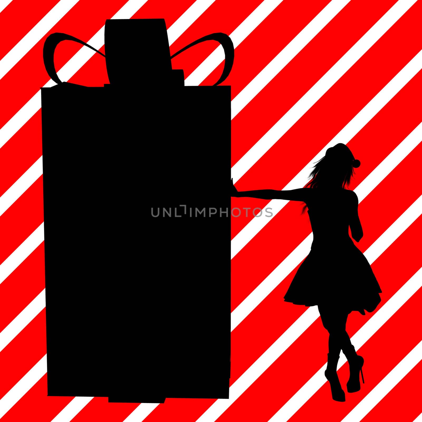 Christmas Shopping Silhouette Illustration by kathygold