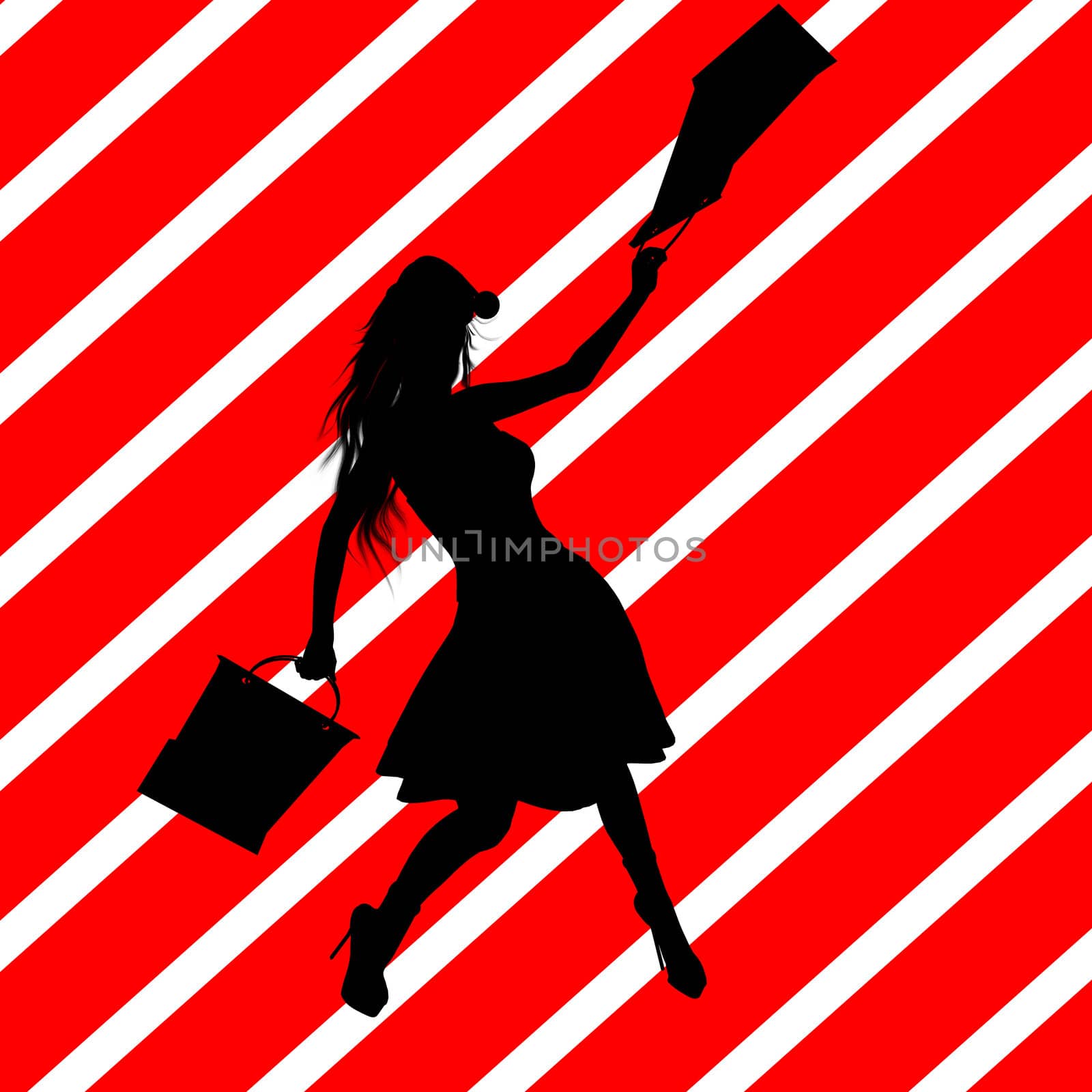 Christmas Shopping Silhouette Illustration by kathygold