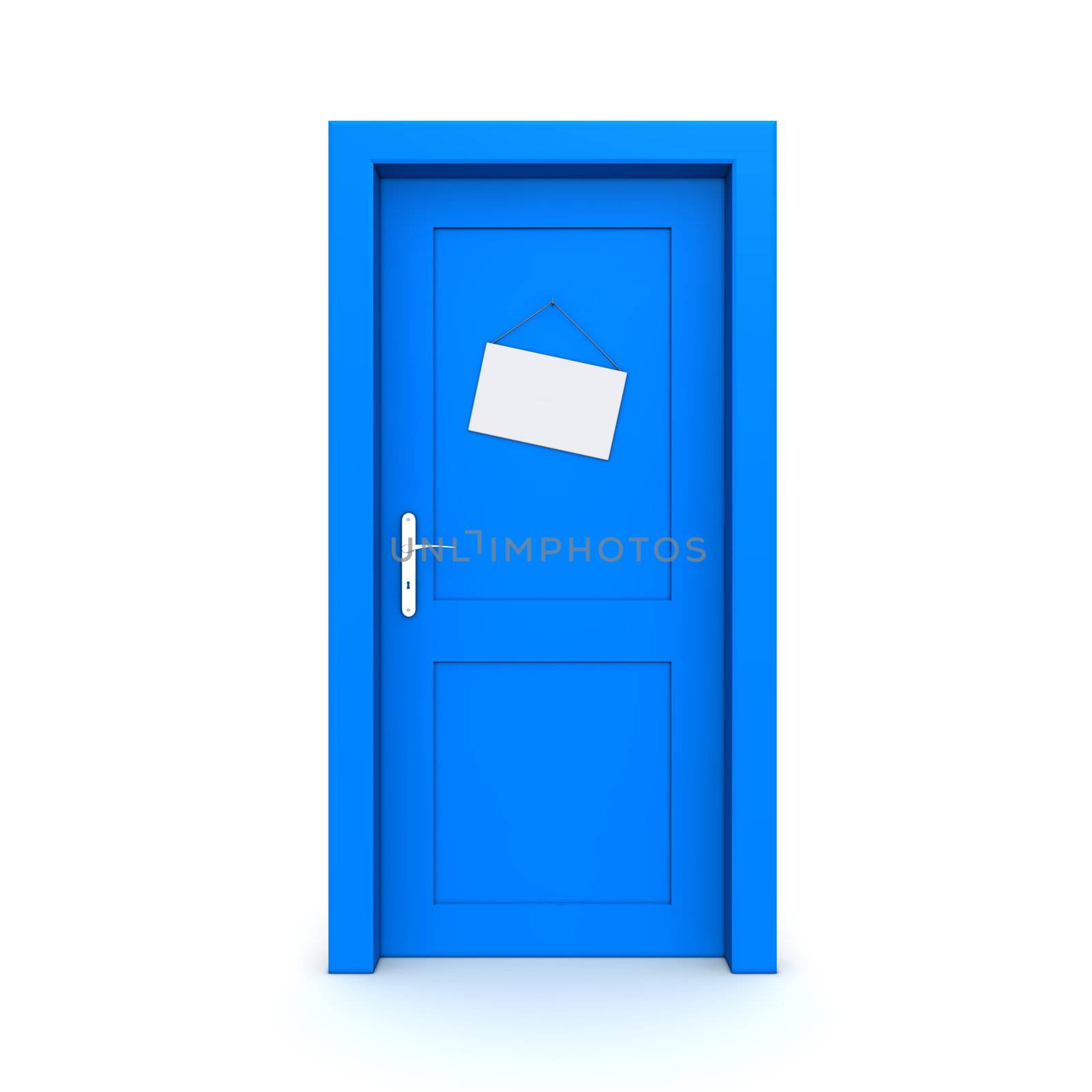 Closed Blue Door With Dummy Door Sign by PixBox