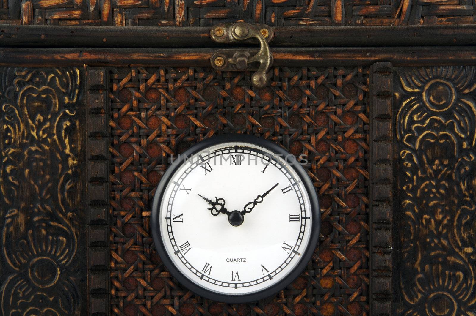 Close-up Front of Ornate Carriage Clock Box. by Feverpitched