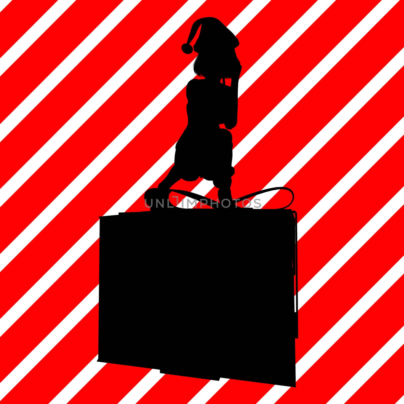 Christmas Shopping Silhouette Illustration by kathygold