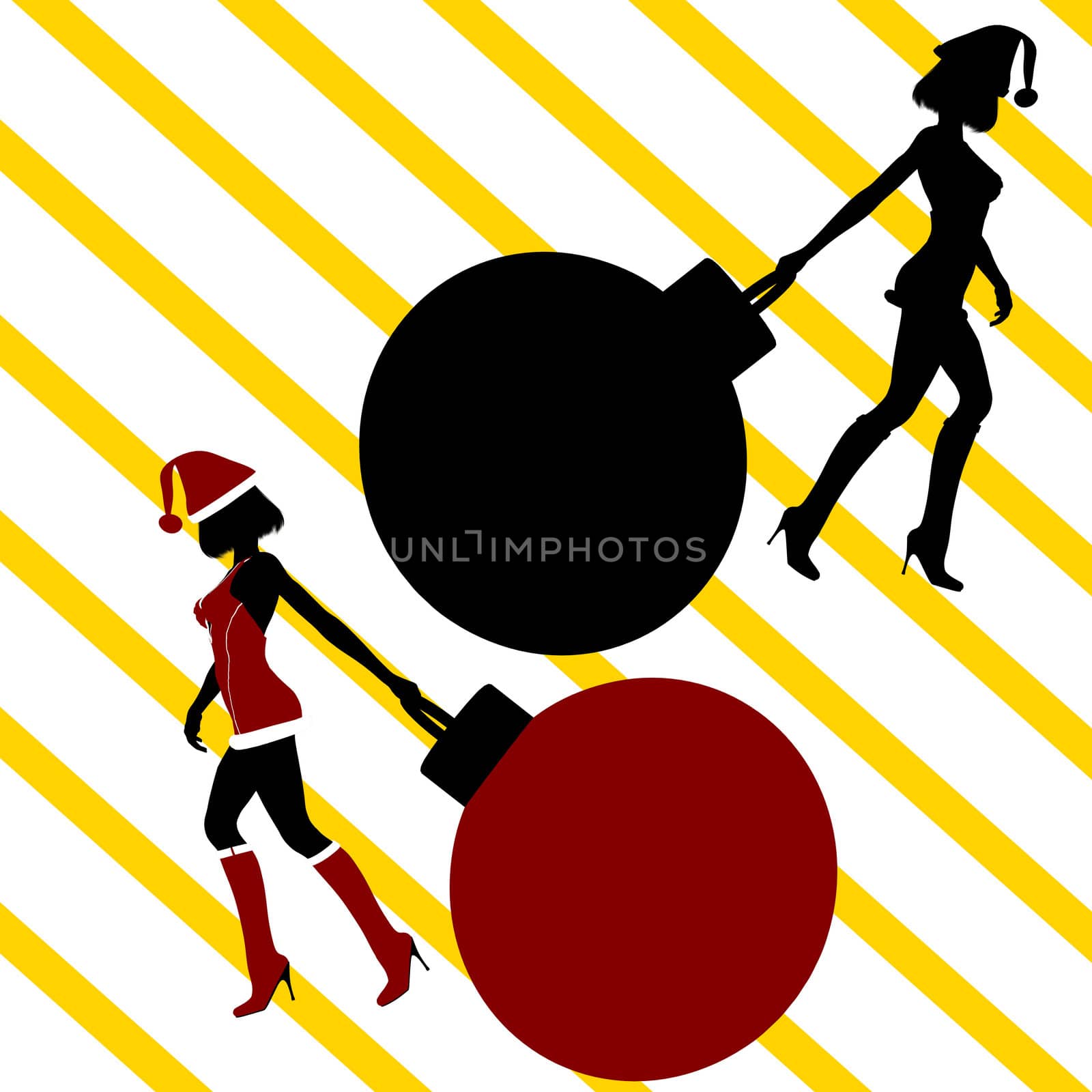 Christmas Shopping Silhouette Illustration by kathygold