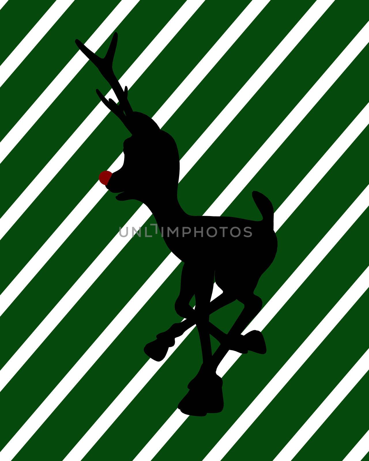 A  black christmas illustration silhouette on an green and white background