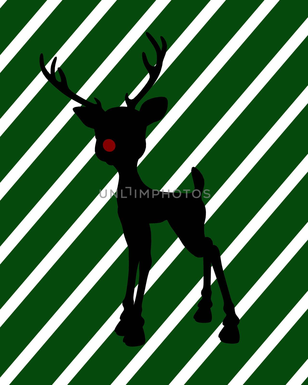 A  black christmas illustration silhouette on an green and white background