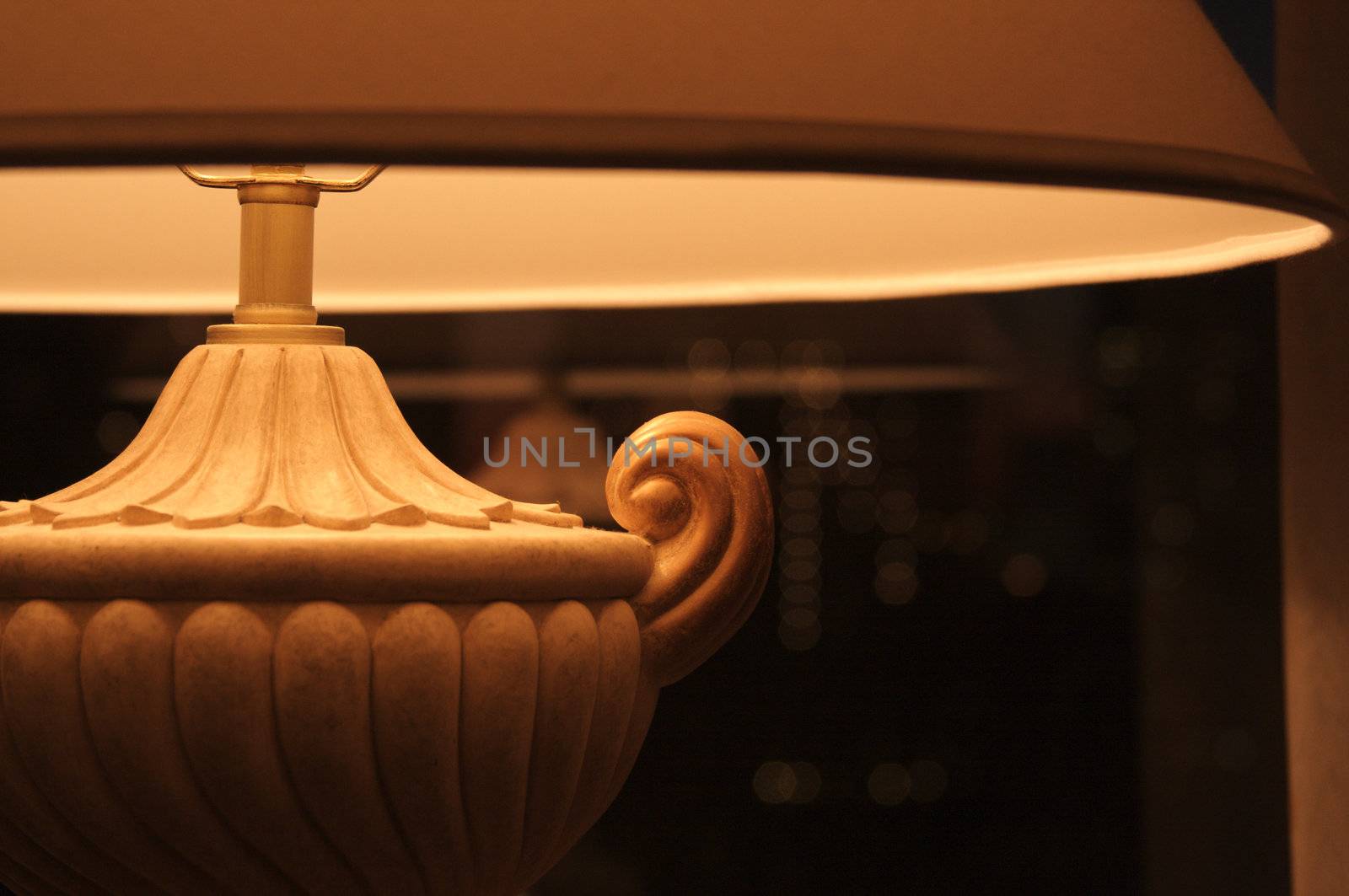 Close-up of an Eligant Decorative Desk Lamp