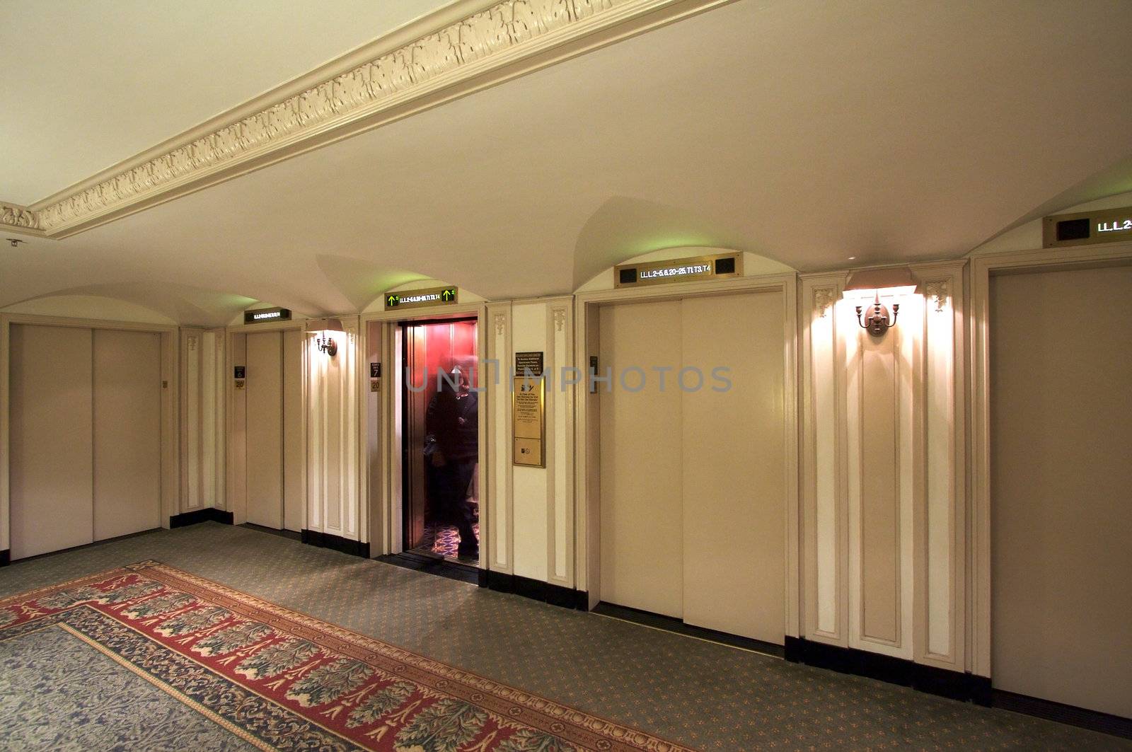 Classic Elevator Lobby Interior of a Hotel
