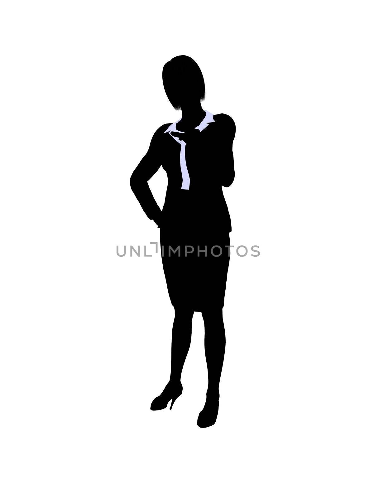 Female business executive silhouette on a white background