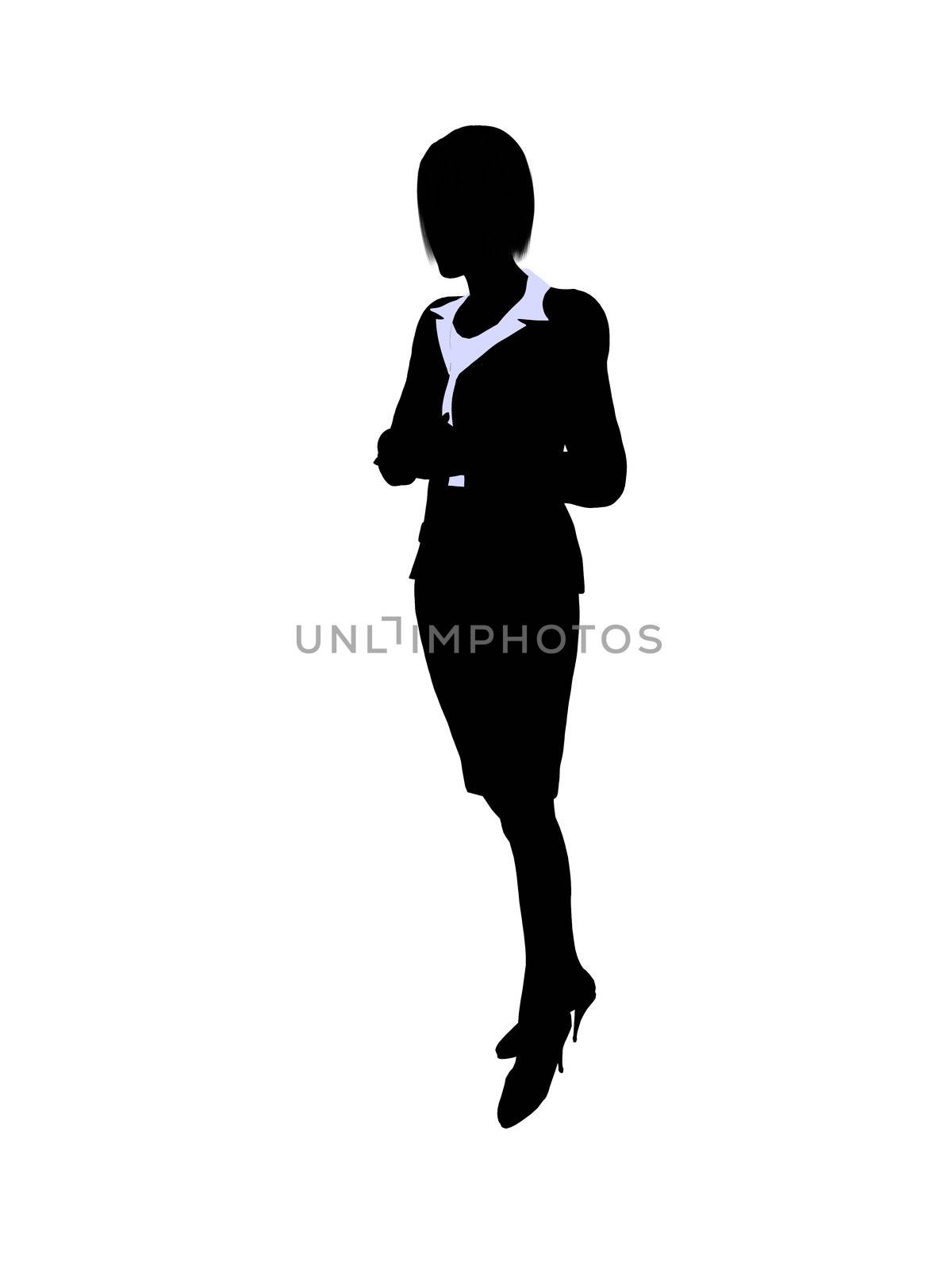 Female business executive silhouette on a white background