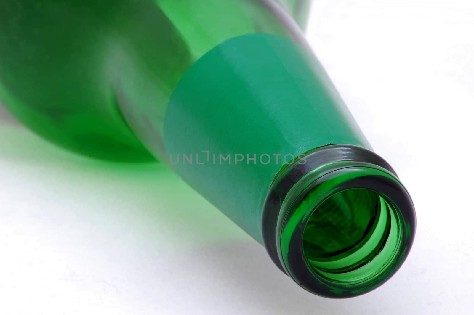 green bottle isolated on the white background