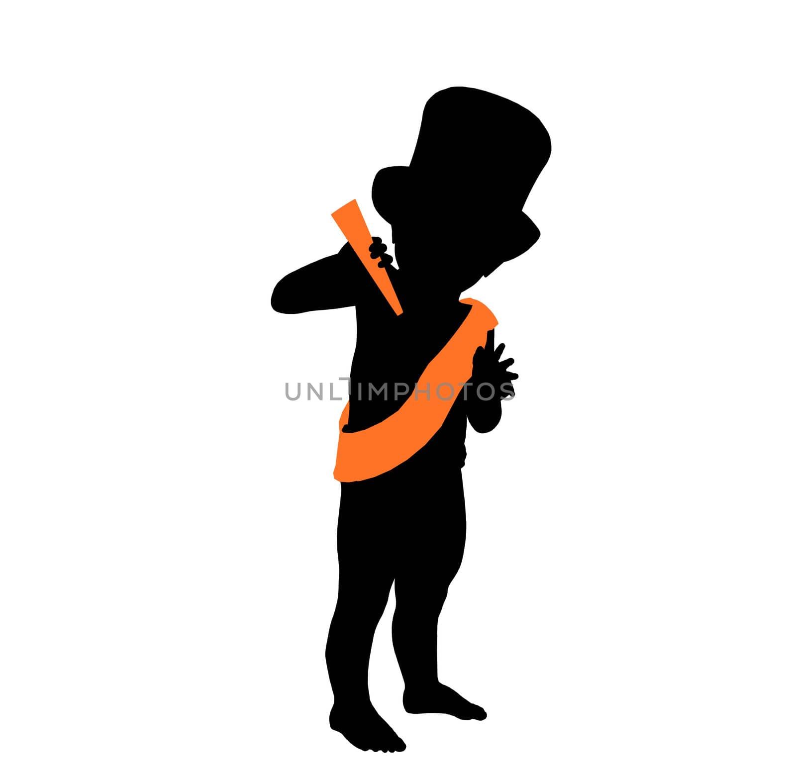 New years baby silhouette on a white background