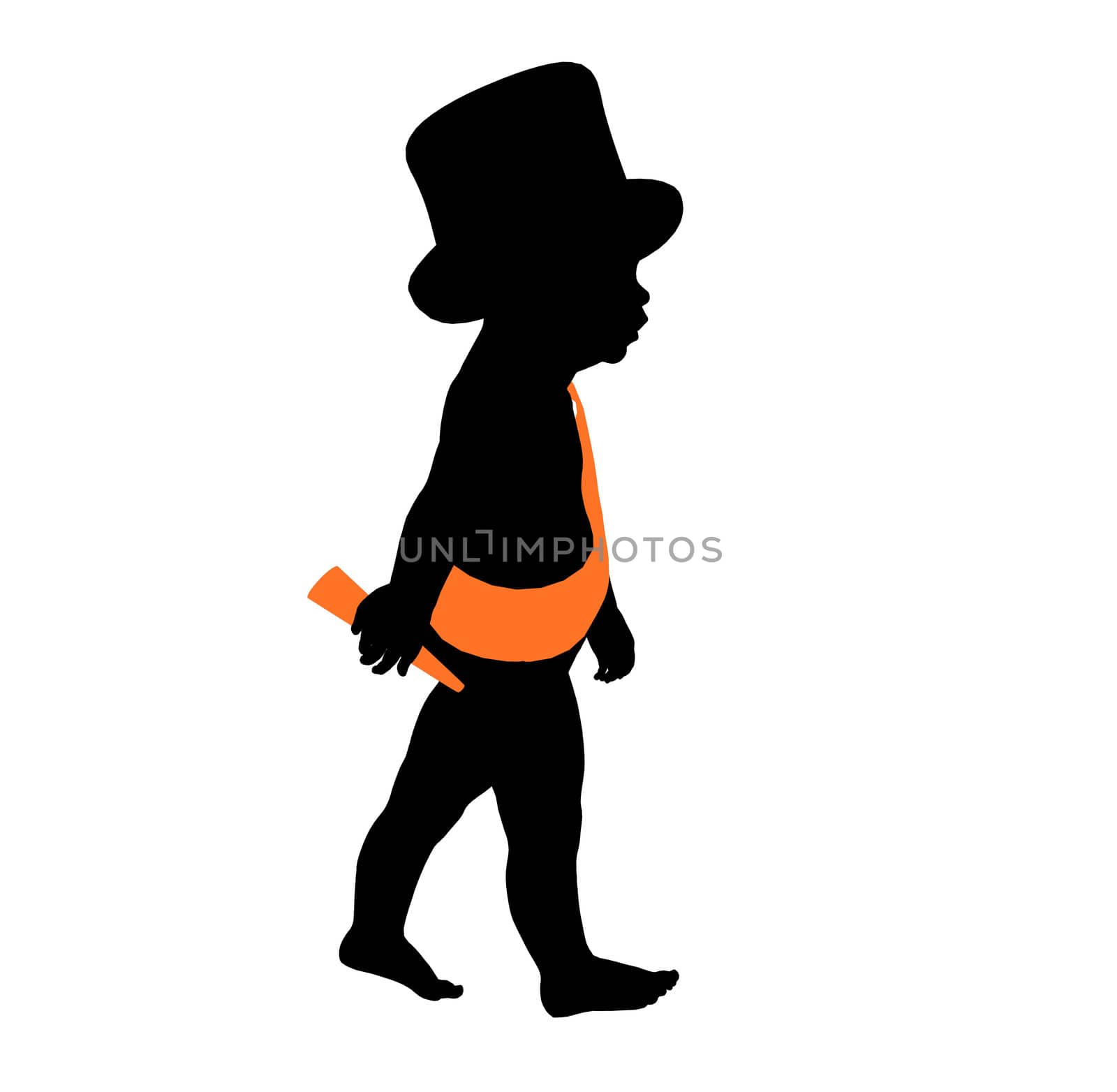 New years baby silhouette on a white background