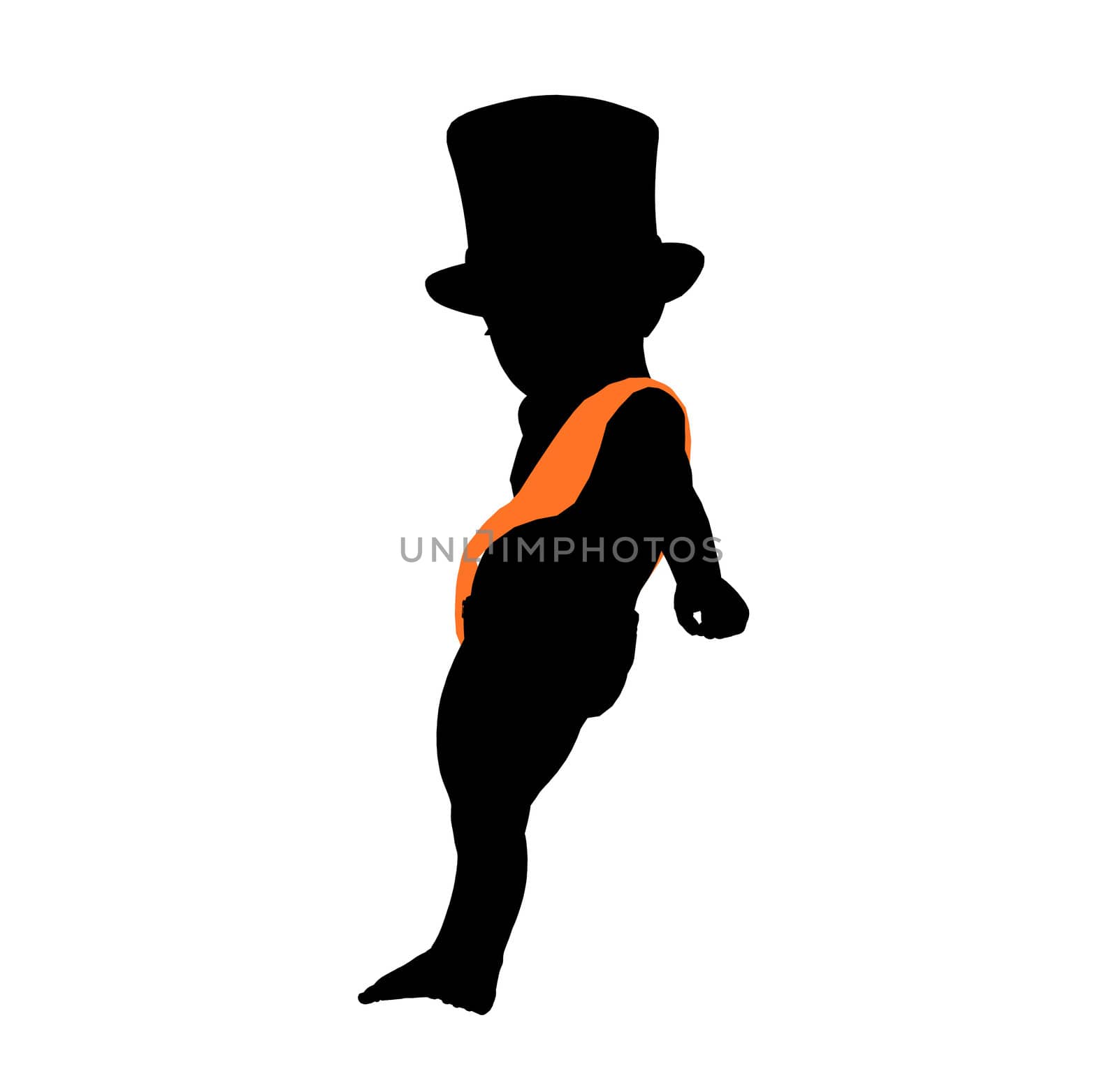 New years baby silhouette on a white background