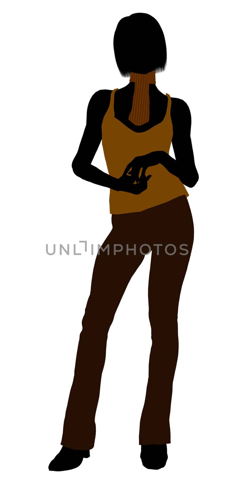 Casual dressed female silhouette on a white background