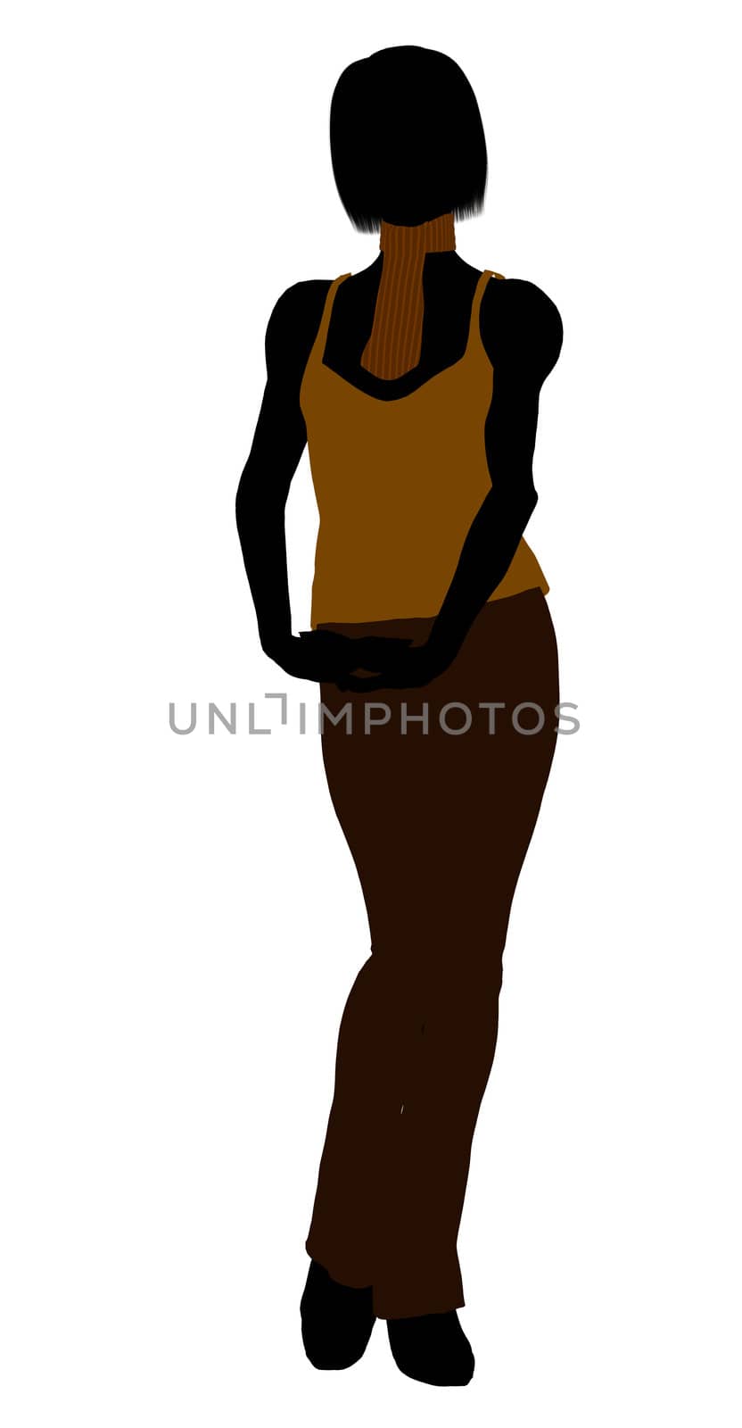 Casual dressed female silhouette on a white background