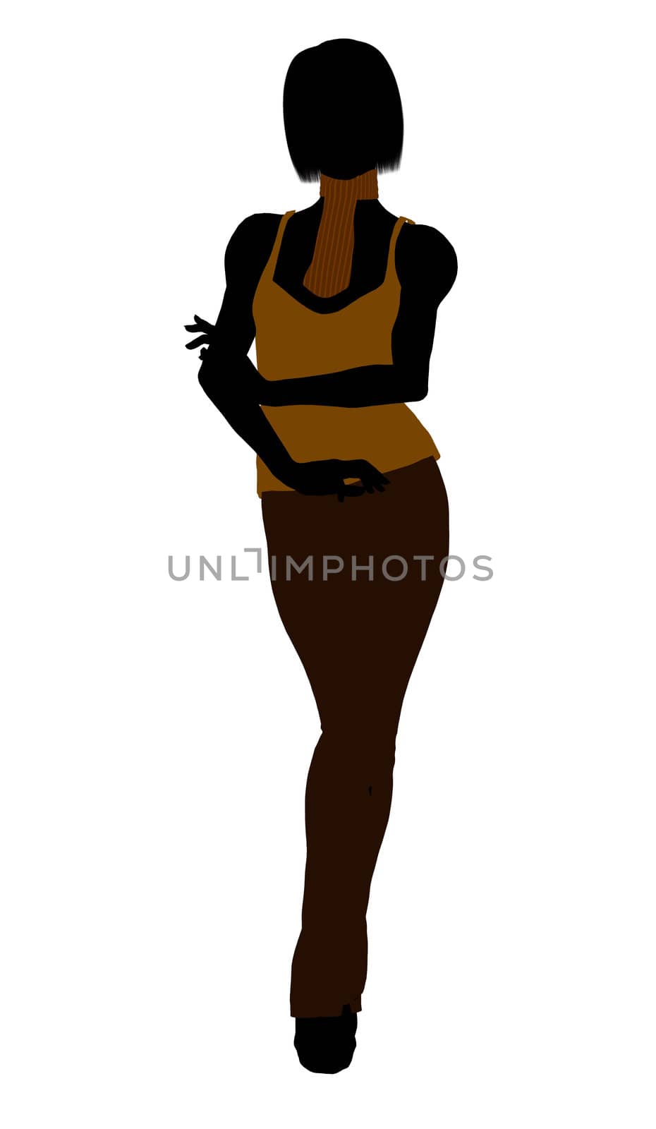 Casual dressed female silhouette on a white background