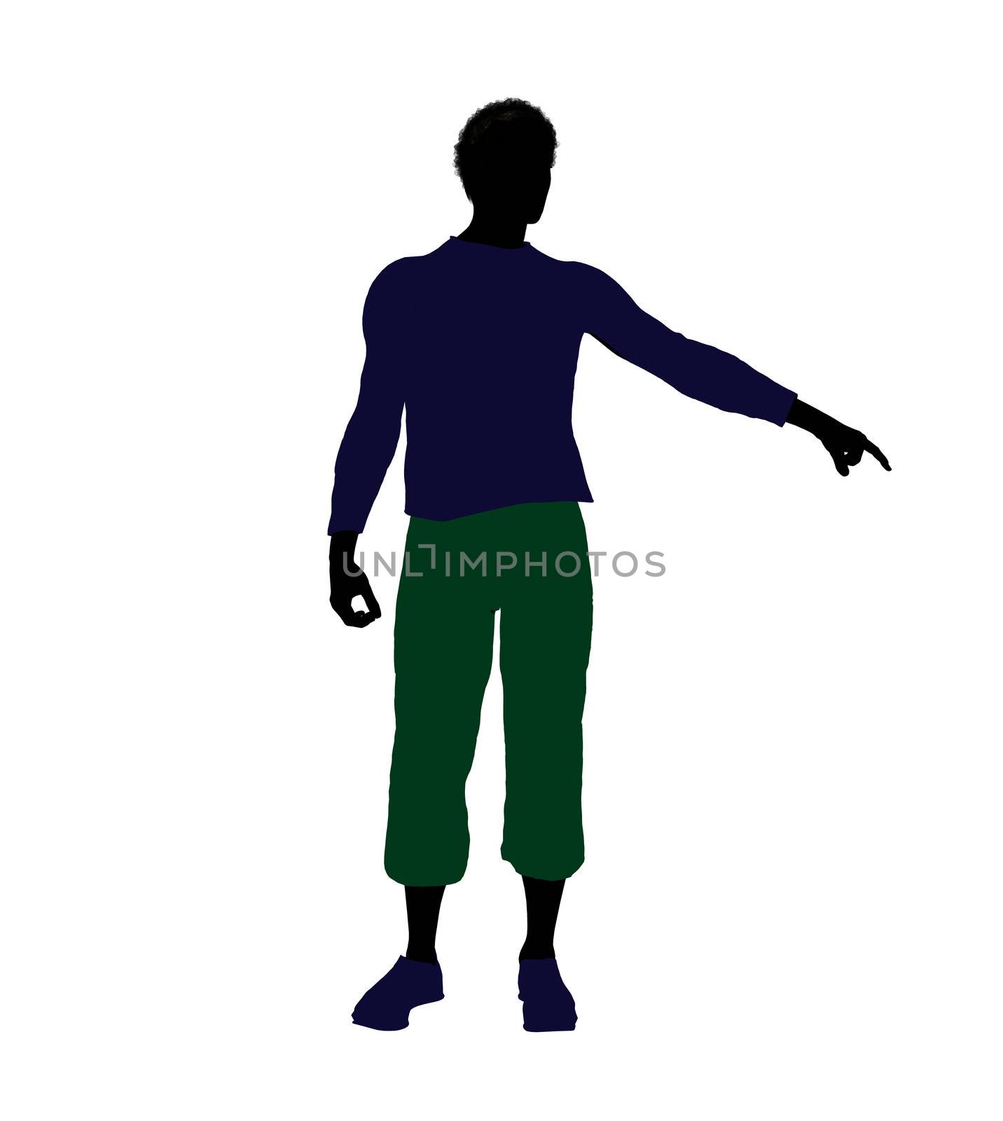 African American casually dressed silhouette on a white background