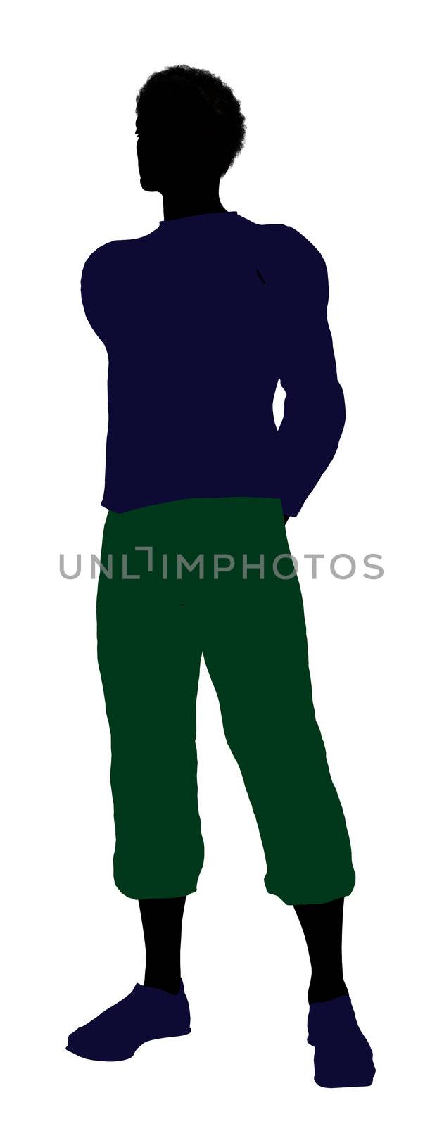 African American casually dressed silhouette on a white background