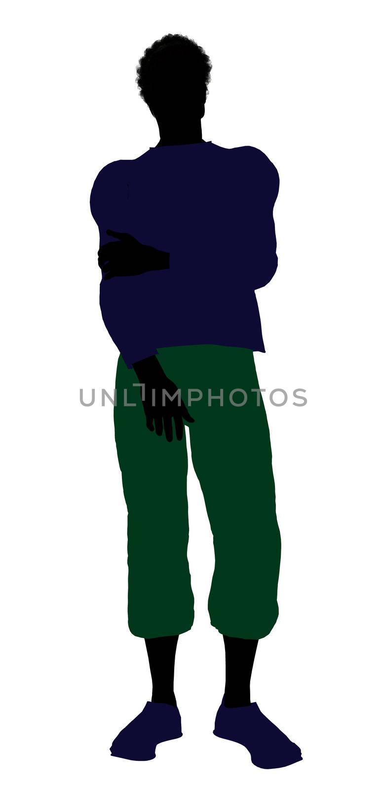 African American casually dressed silhouette on a white background