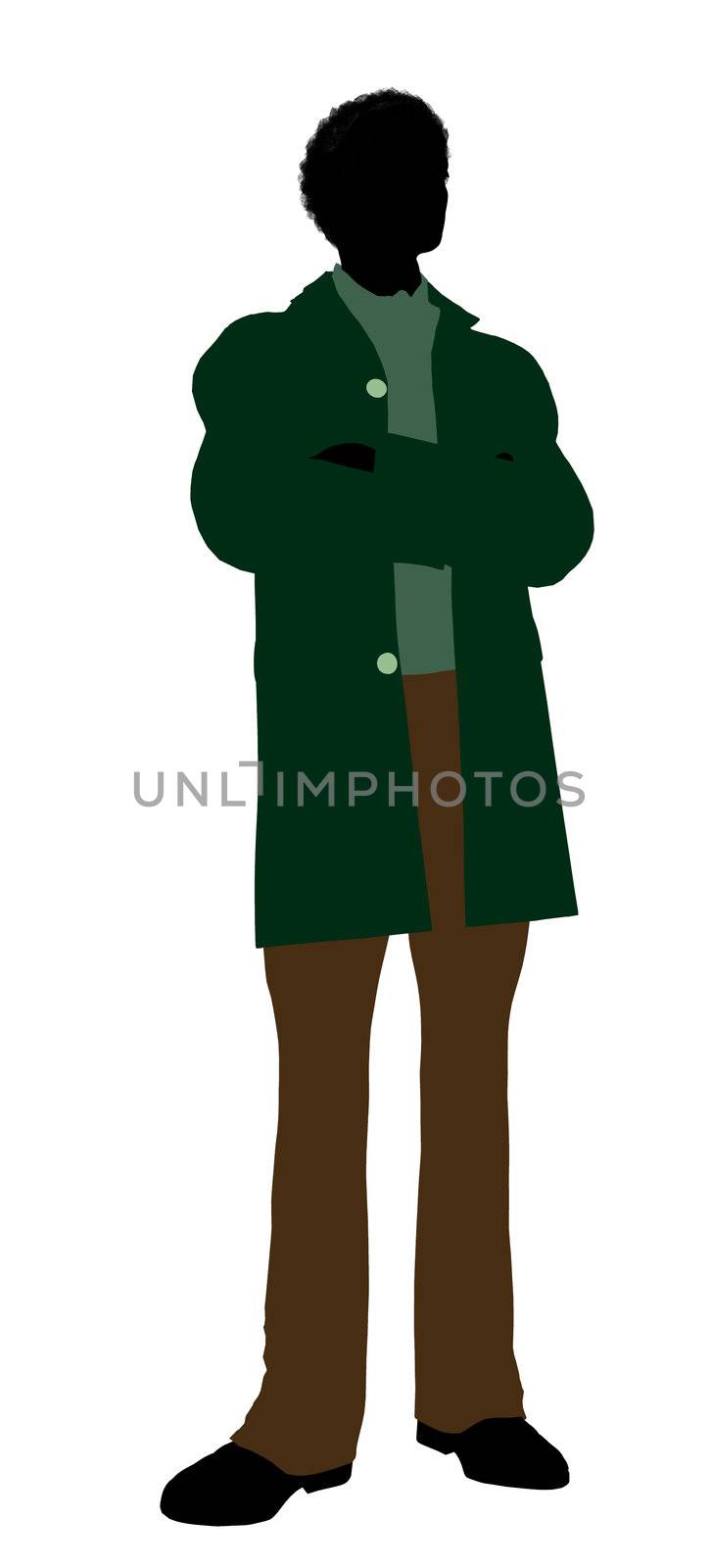 African American casually dressed silhouette on a white background