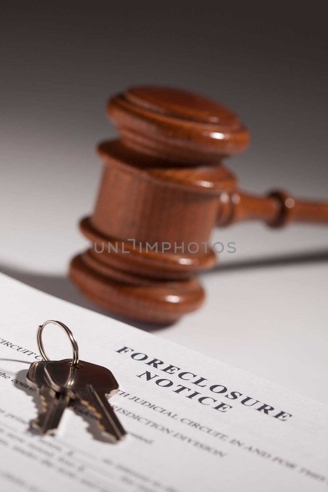 Foreclosure Notice, Gavel and House Keys by Feverpitched