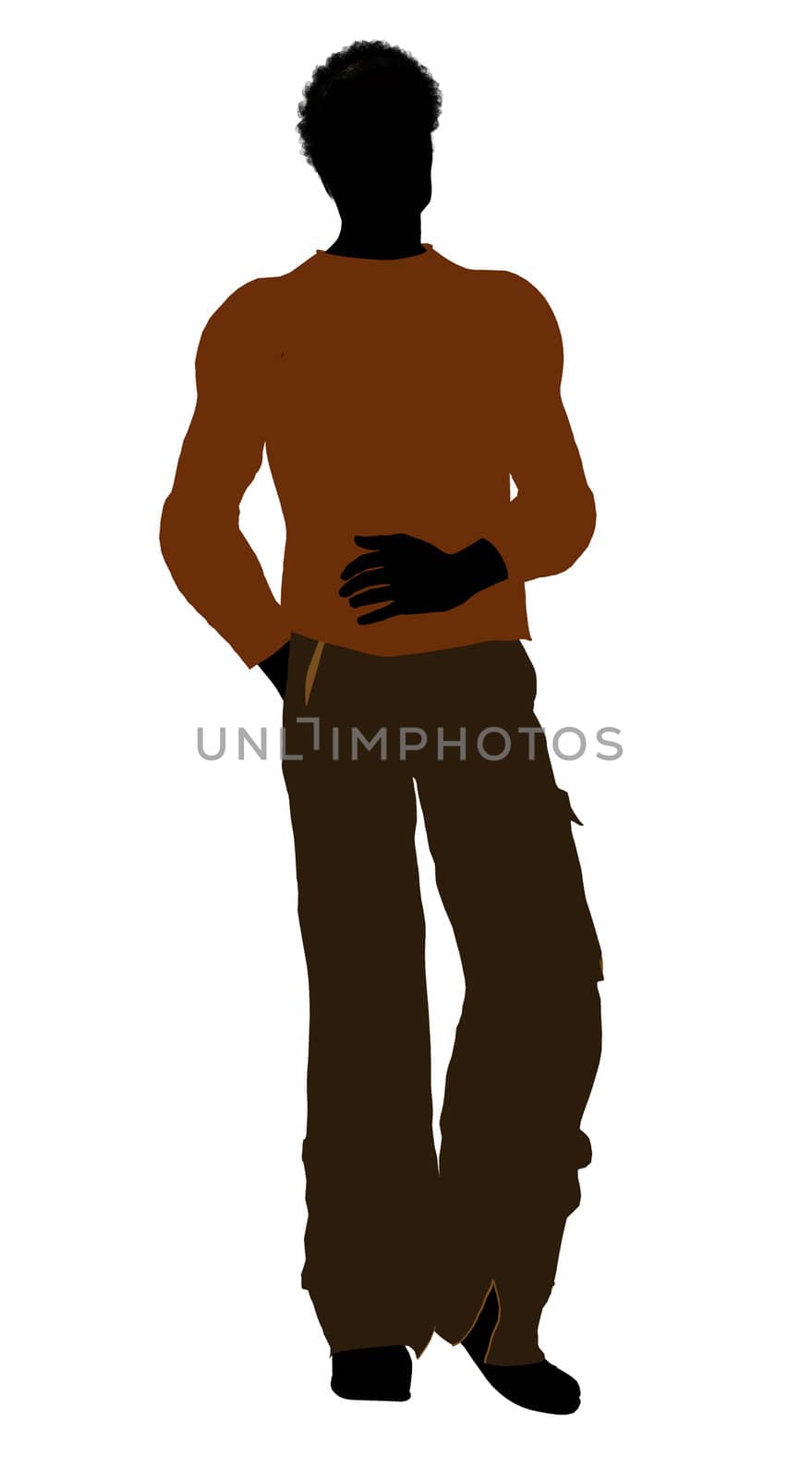African American casually dressed silhouette on a white background