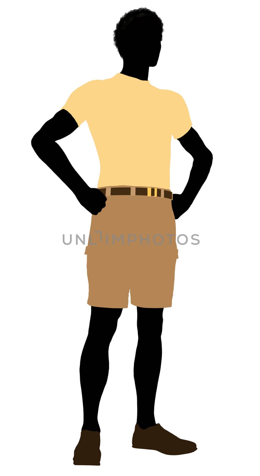 African American casually dressed silhouette on a white background