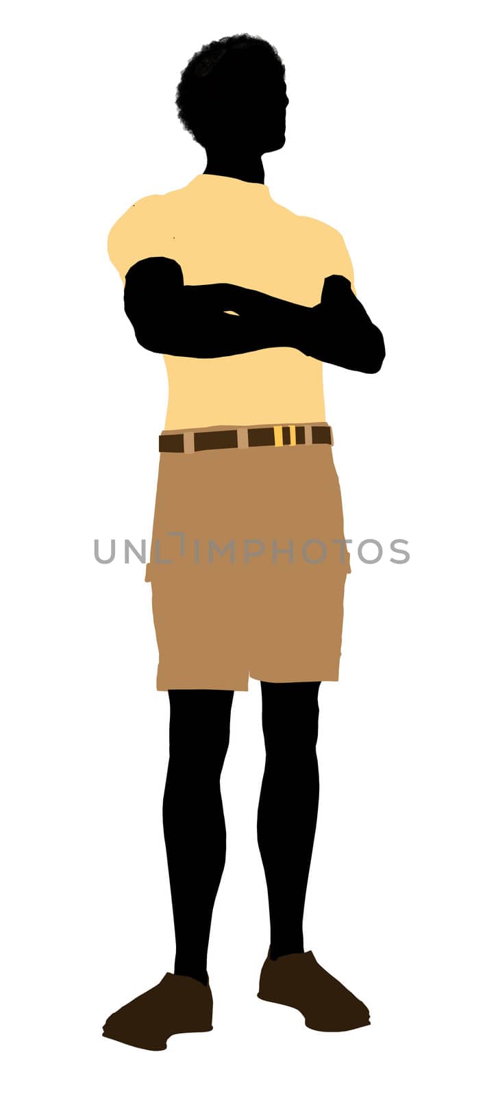 African American casually dressed silhouette on a white background