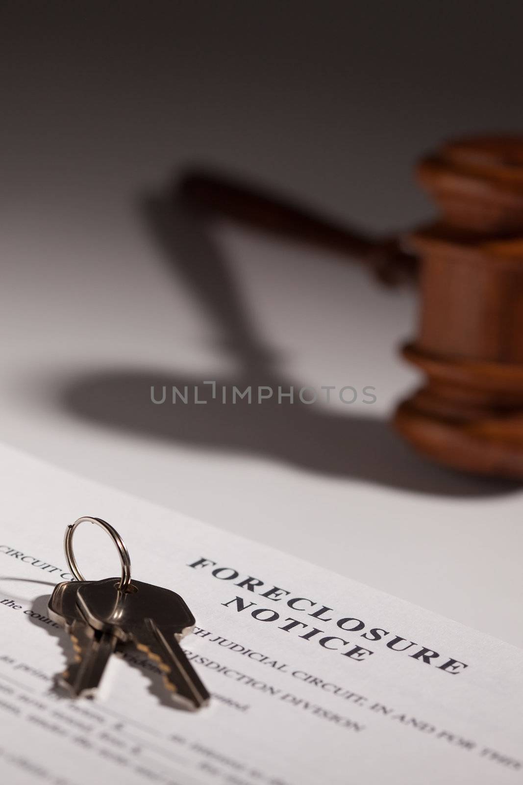 Foreclosure Notice, Gavel and House Keys by Feverpitched