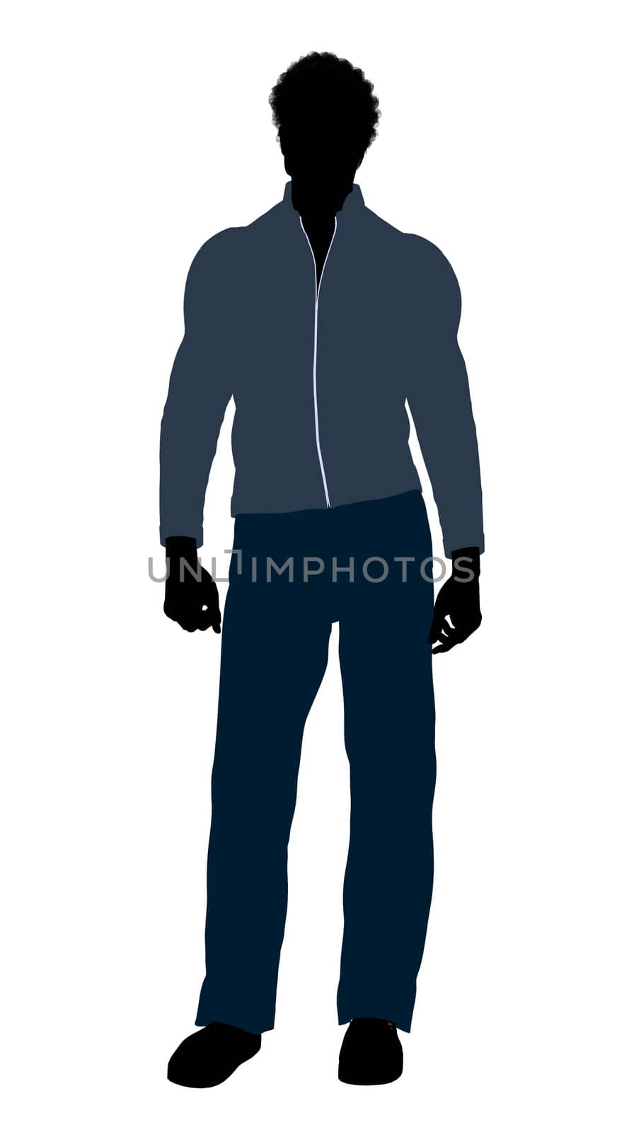 African American casually dressed silhouette on a white background
