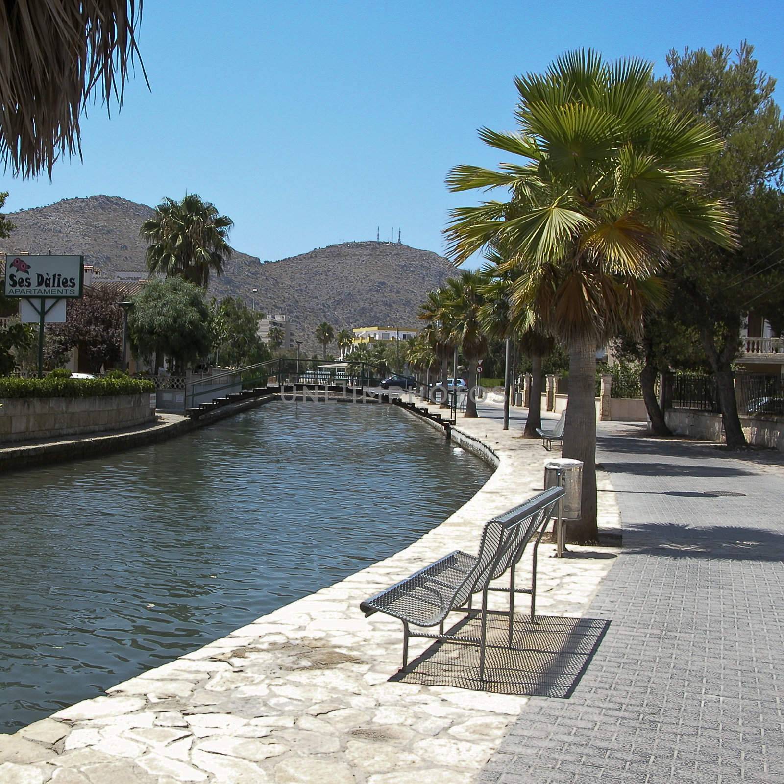 River crossing the city in Alcudia