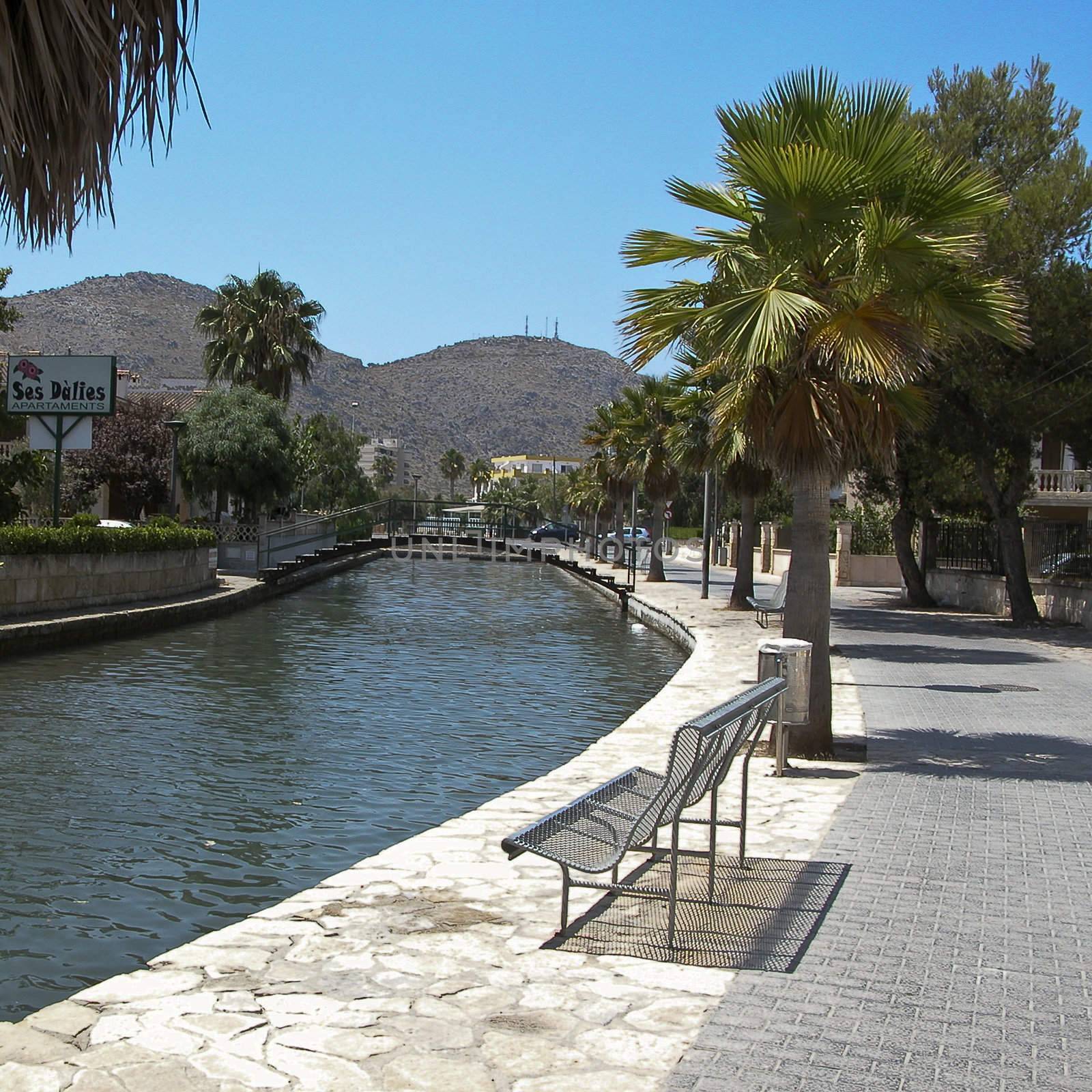 River crossing the city in Alcudia