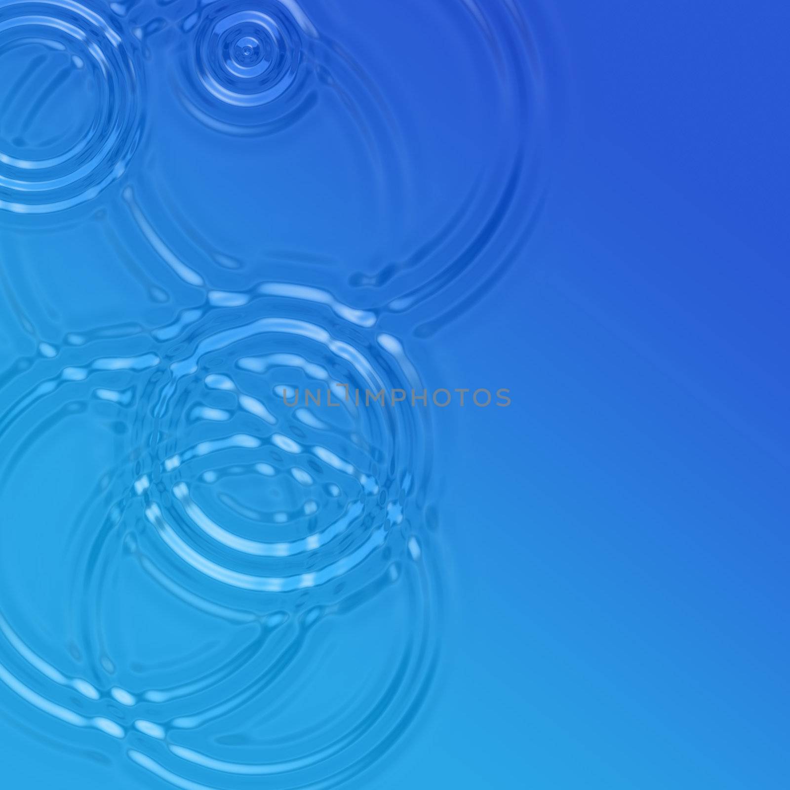 A blue water background with raindrop ripples.