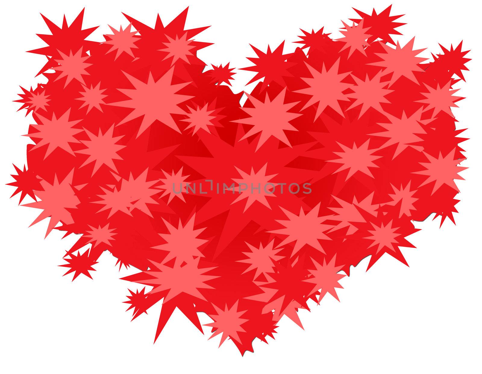 Red cactus heart over white background