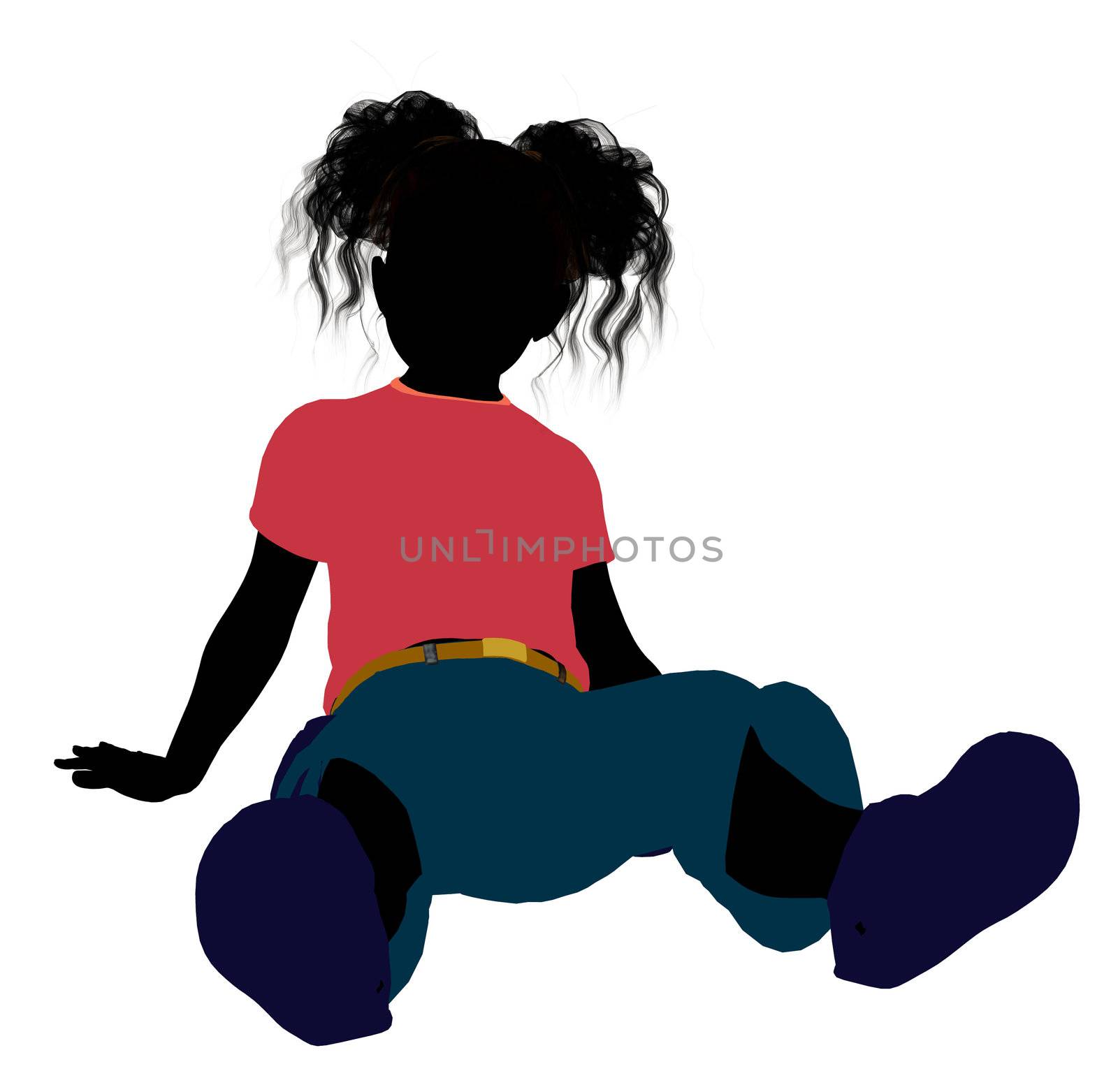 African American girl silhouette on a white background