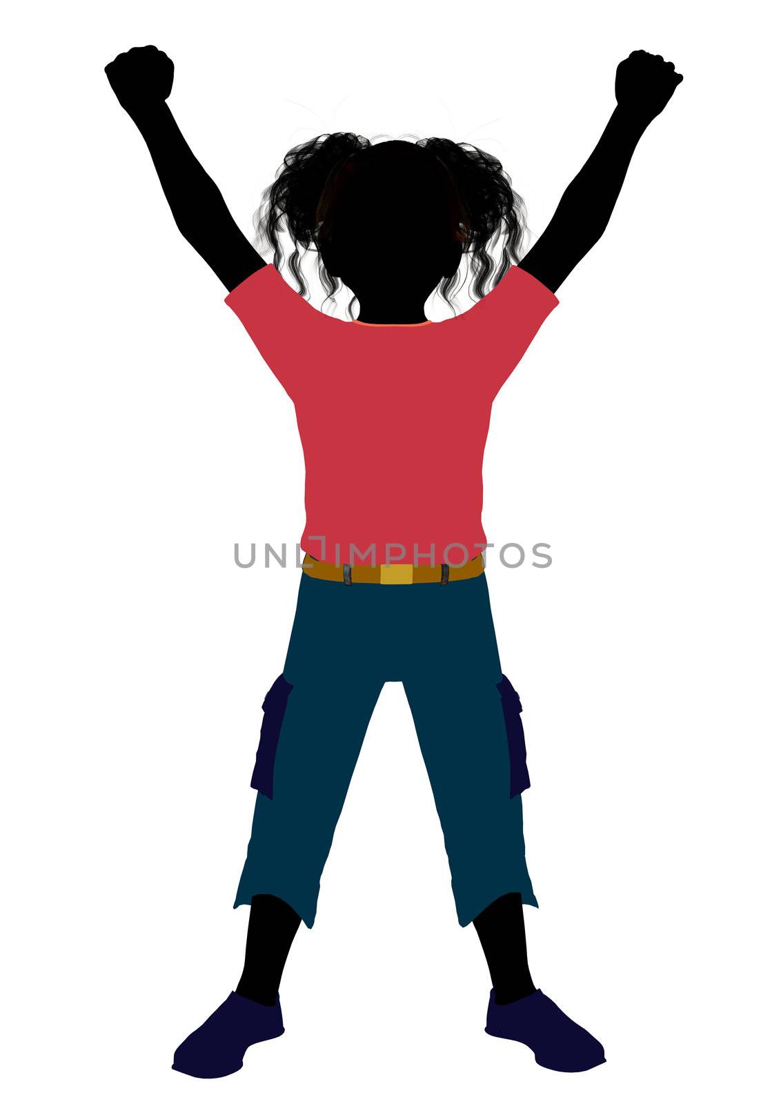 African American girl silhouette on a white background