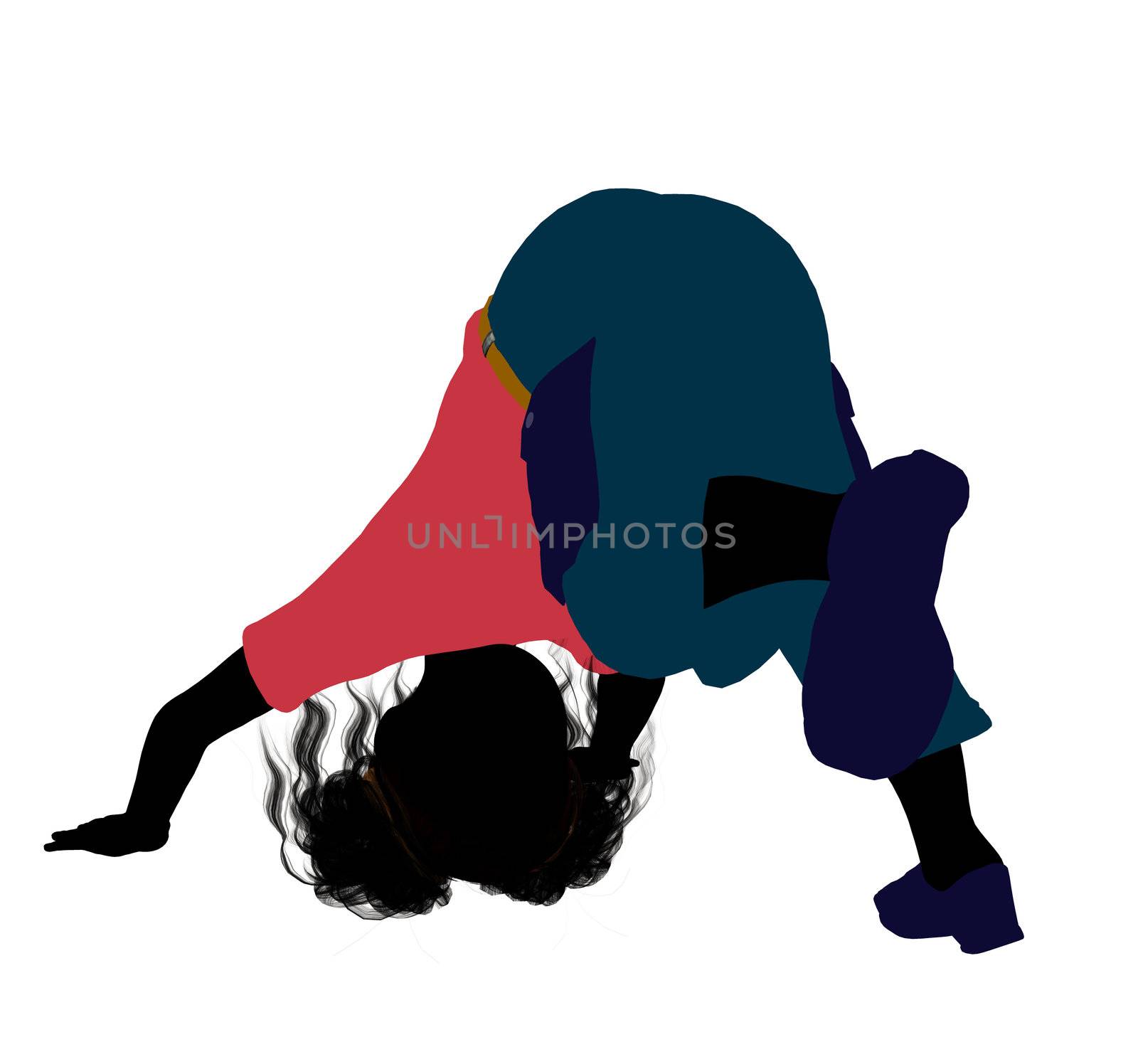 African American girl silhouette on a white background