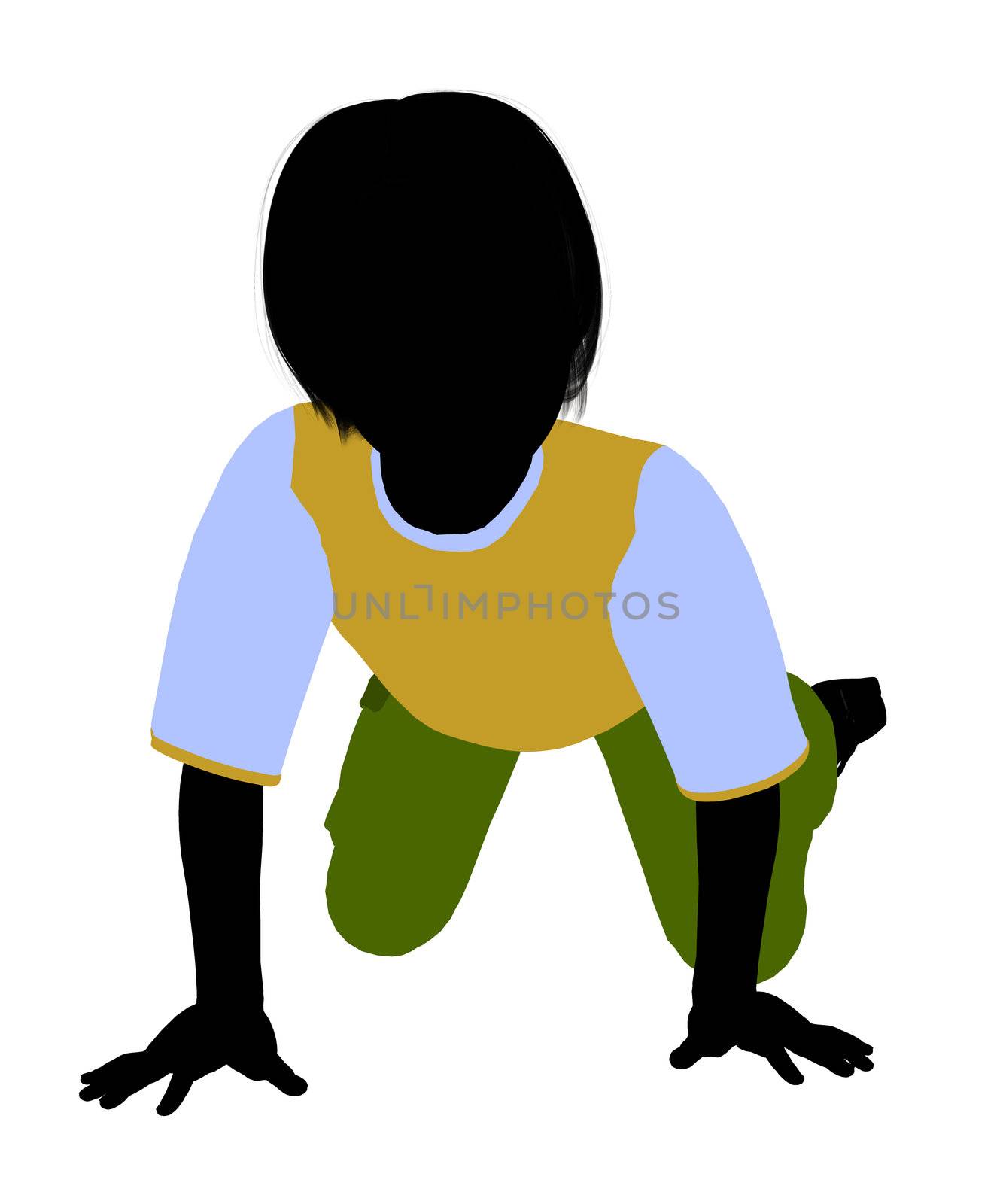 Caucasian boy silhouette on a white background