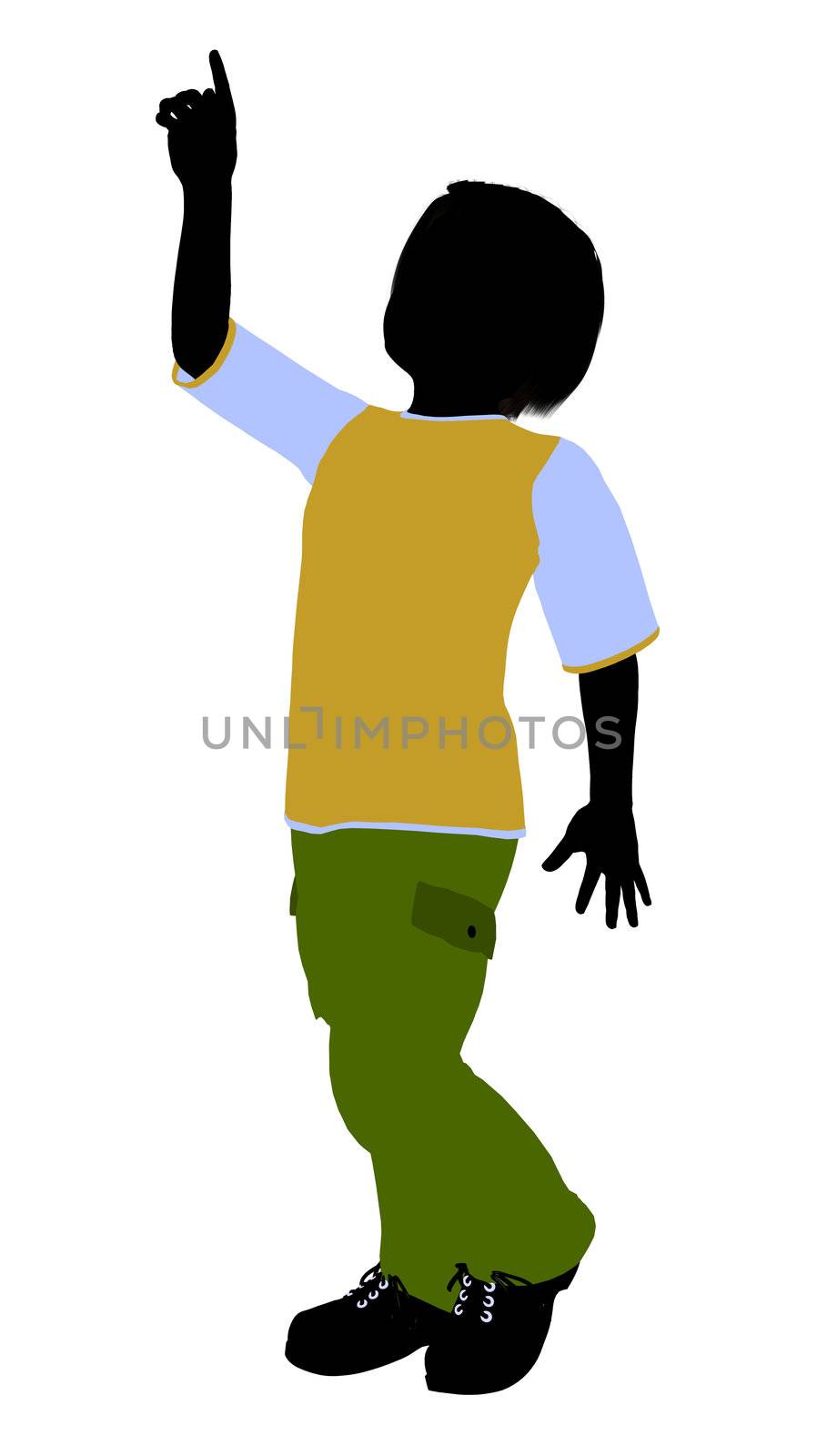 Caucasian boy silhouette on a white background