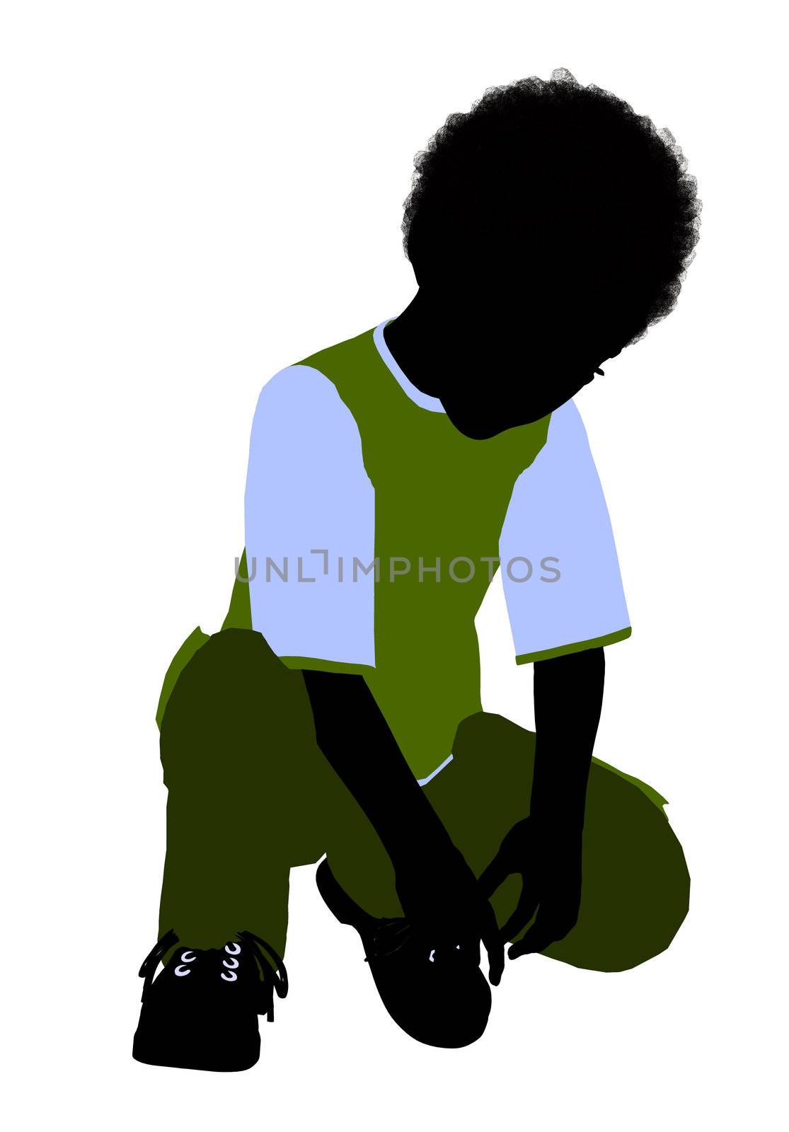 African American boy silhouette on a white background