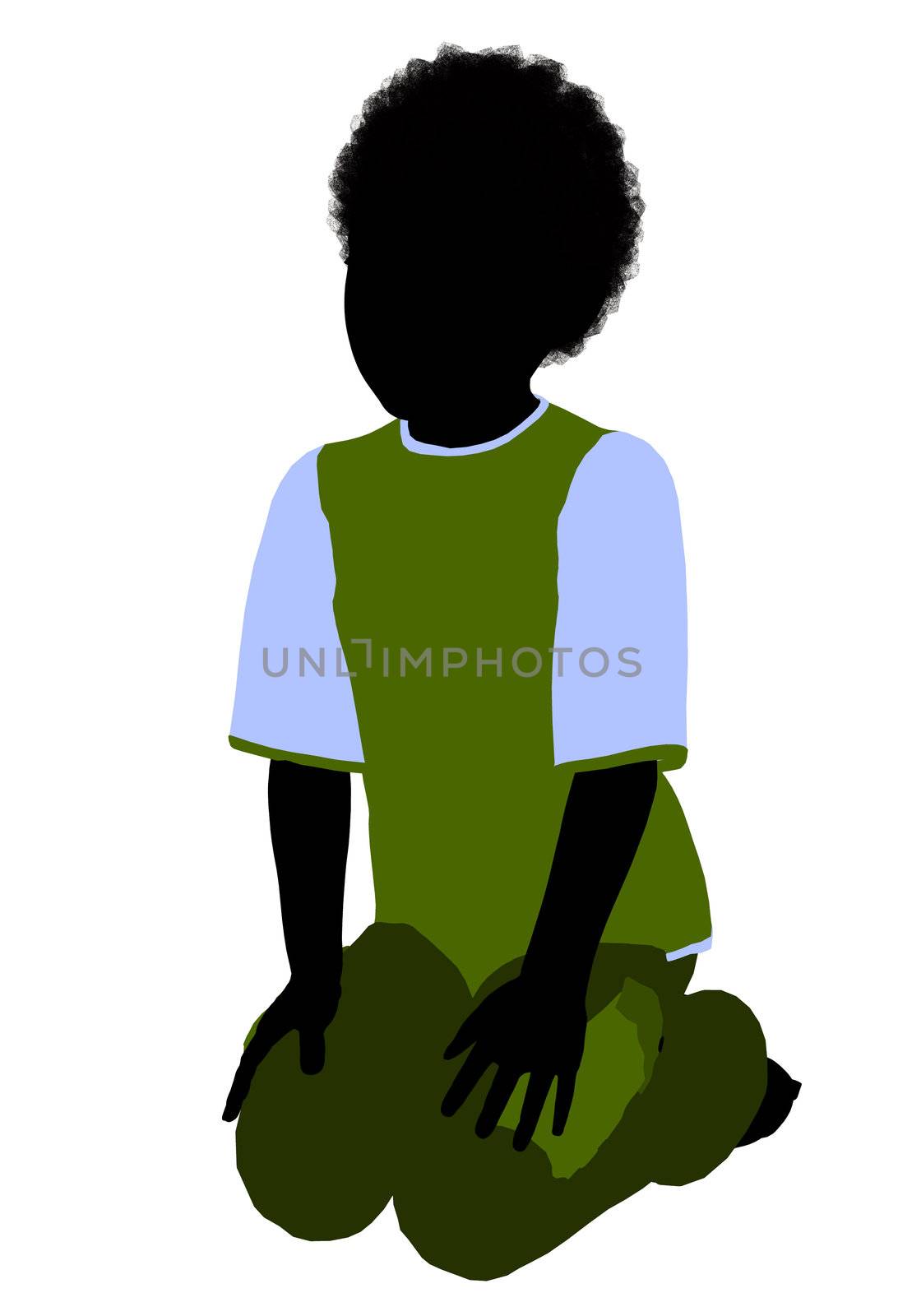 African American boy silhouette on a white background