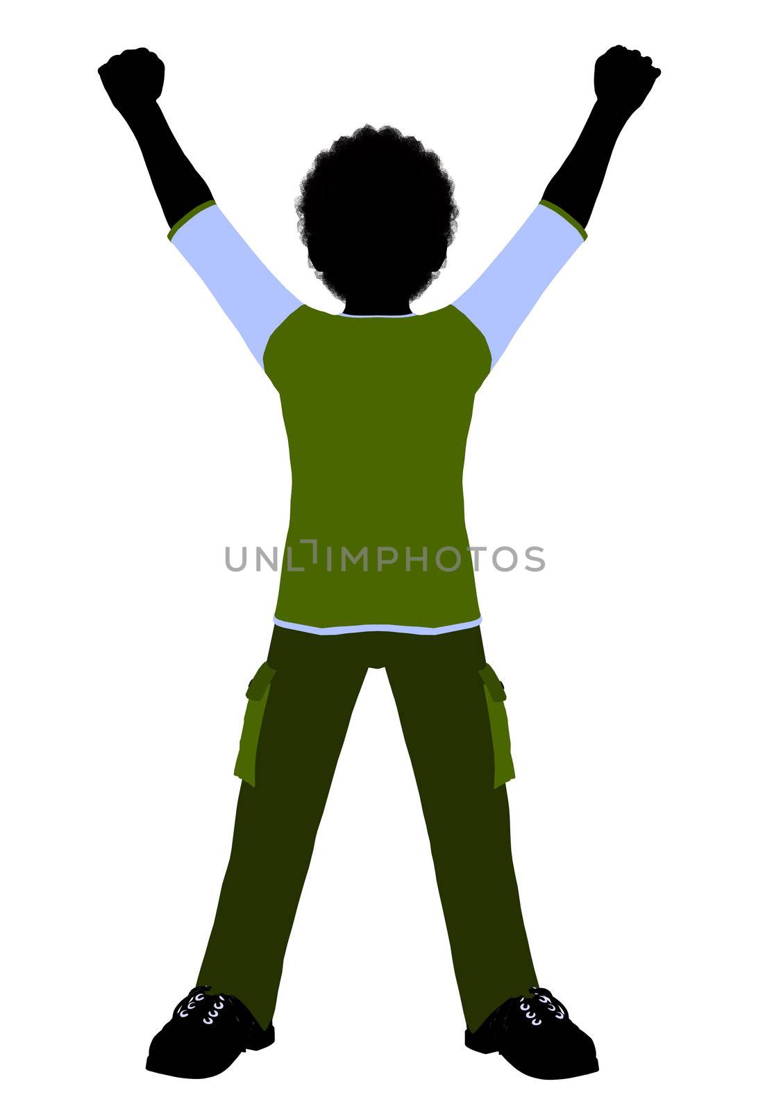 African American boy silhouette on a white background