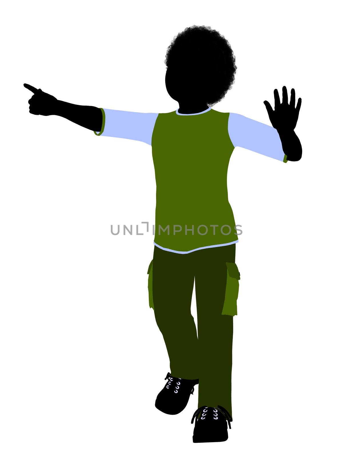 African American boy silhouette on a white background