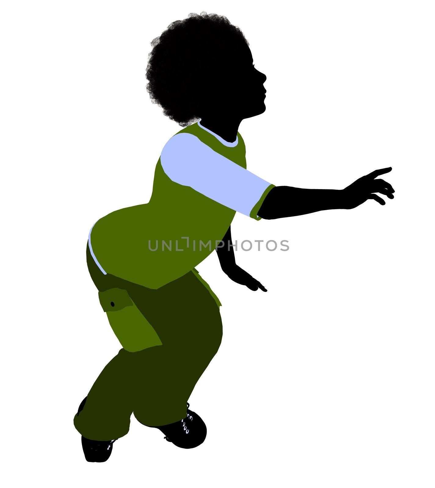 African American boy silhouette on a white background