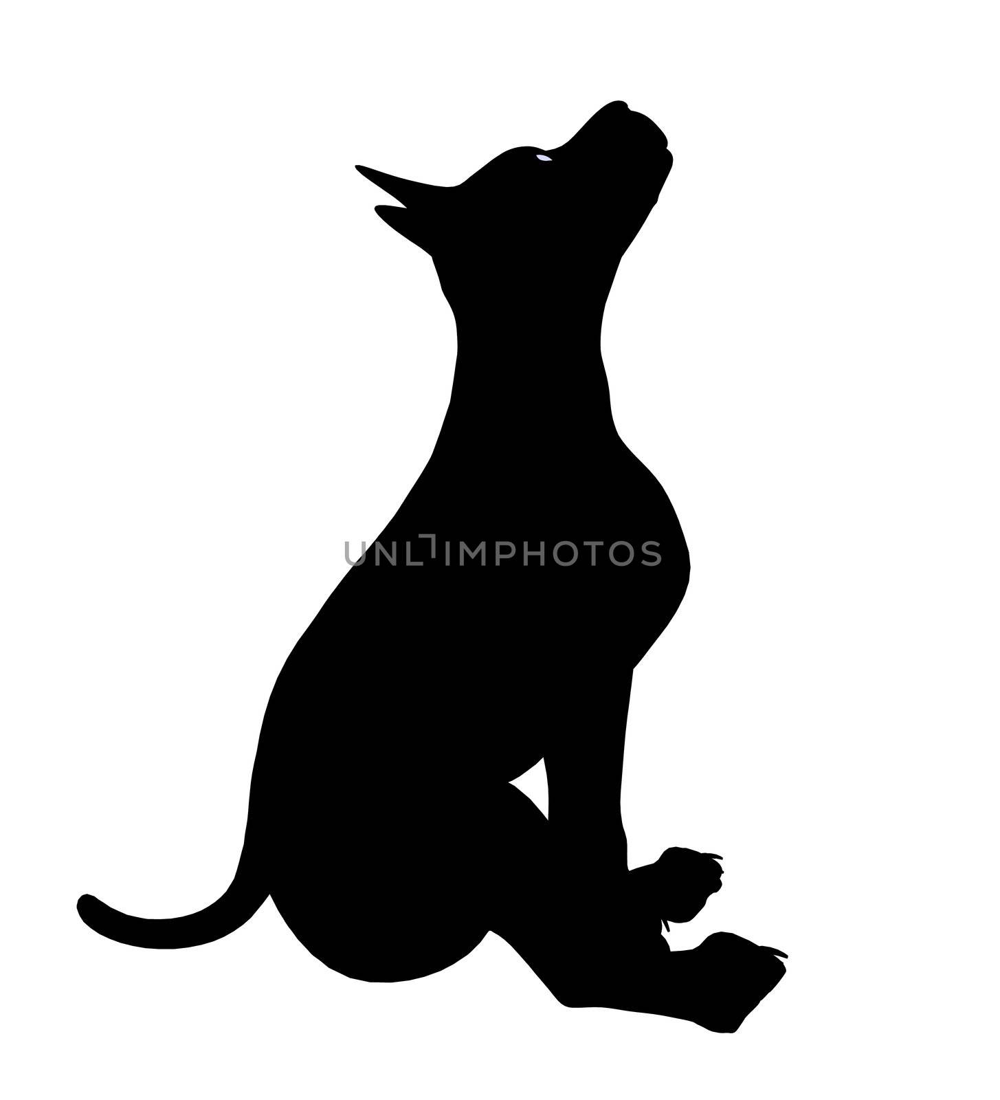 Black puppy dog art illustration silhouette on a white background