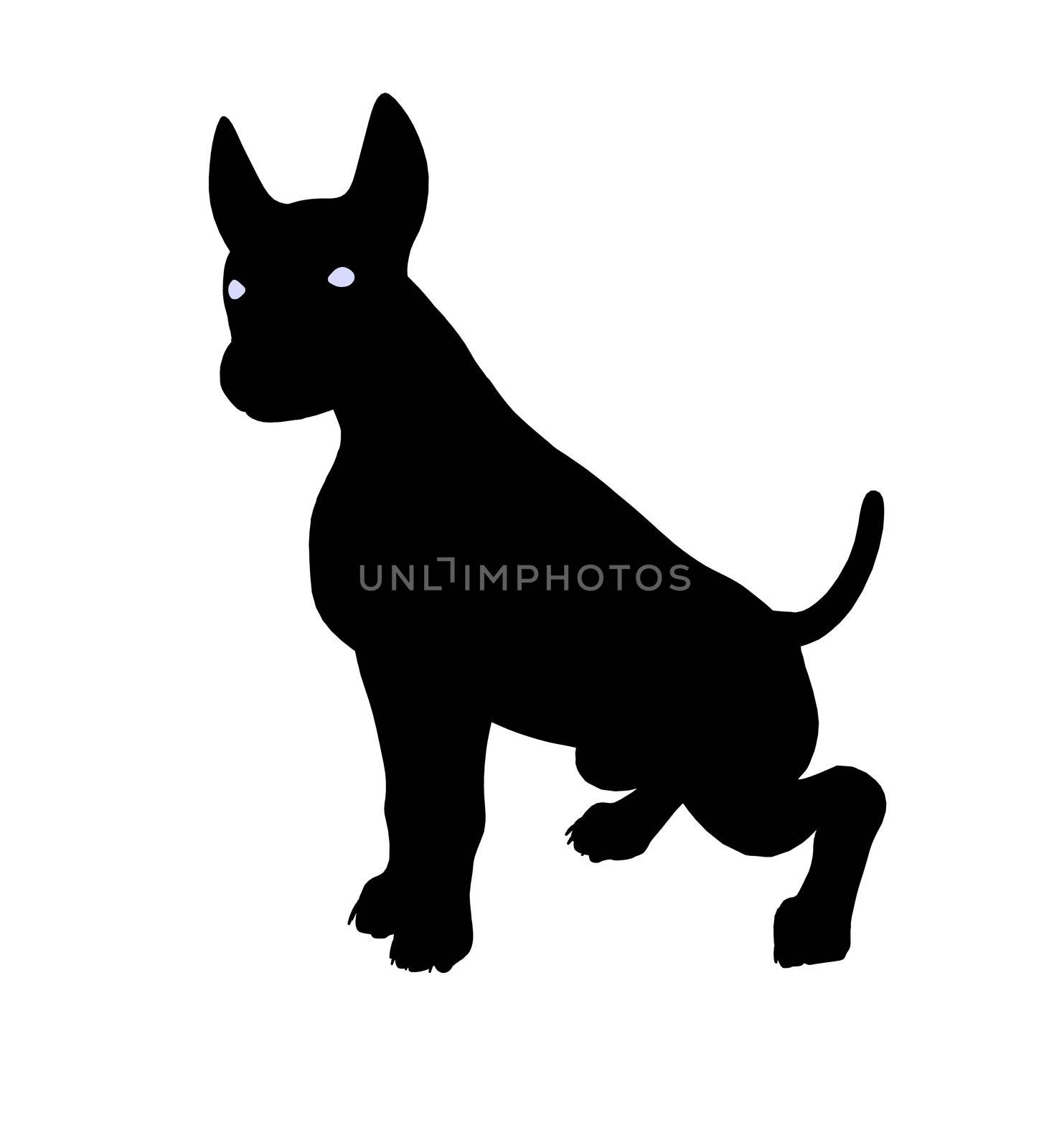 Black puppy dog art illustration silhouette on a white background