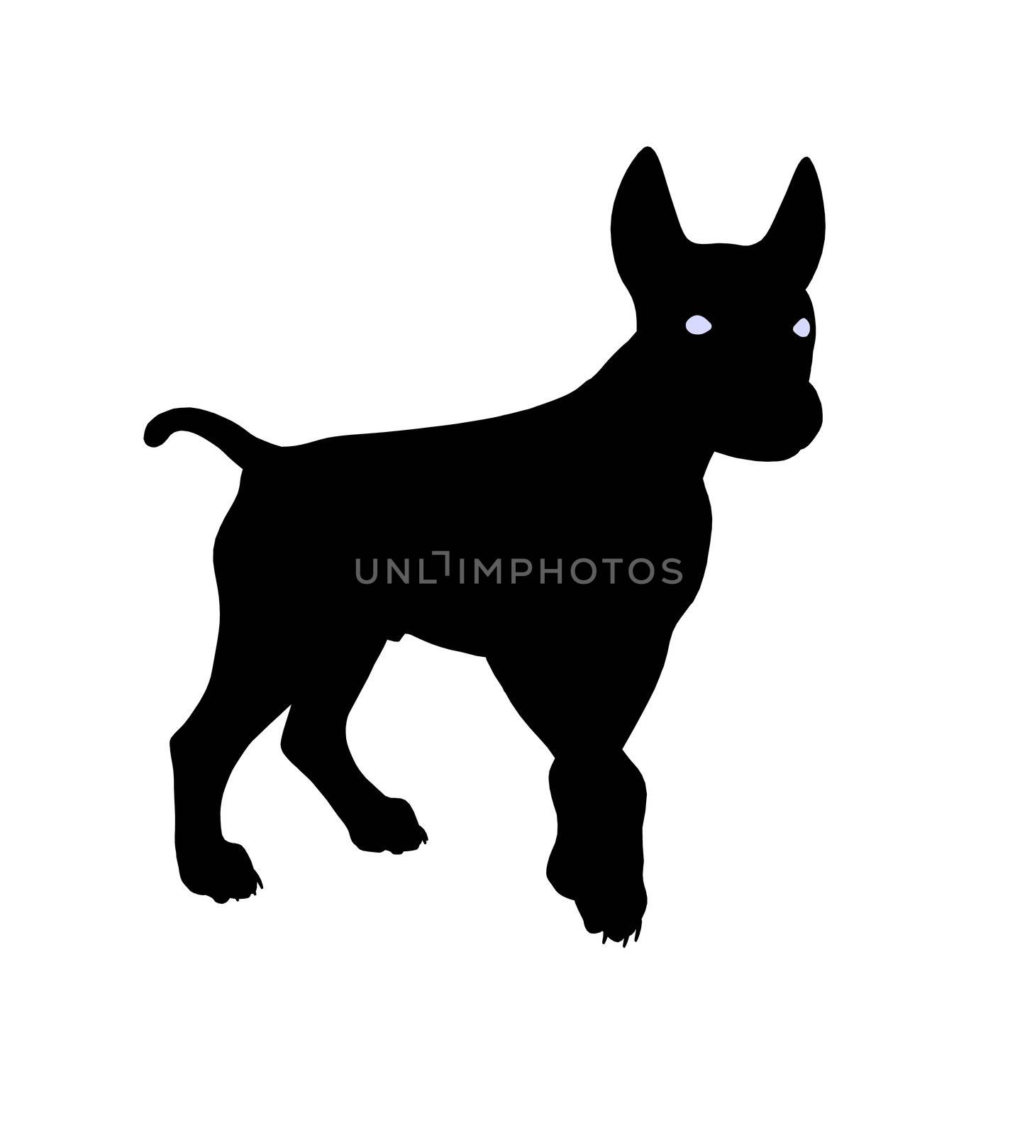 Black puppy dog art illustration silhouette on a white background
