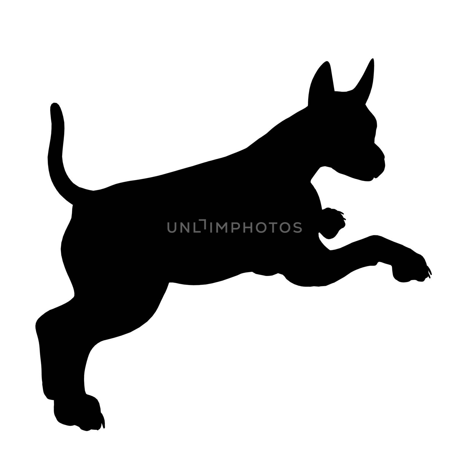Black puppy dog art illustration silhouette on a white background