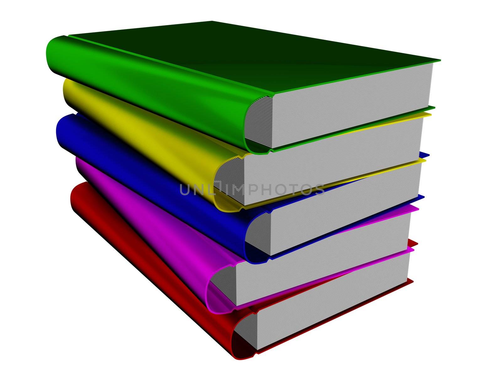 Pile of books. 3D the isolated image.