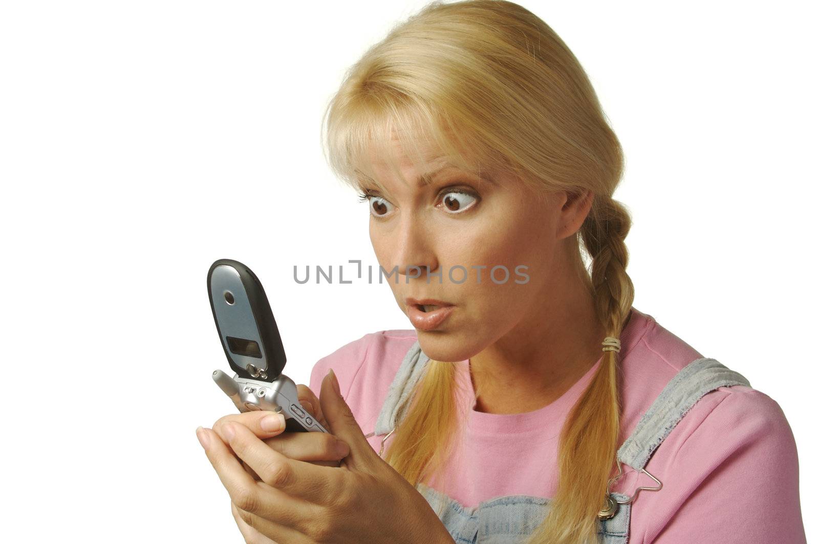 Enamored Girl Texting with Cell Phone by Feverpitched